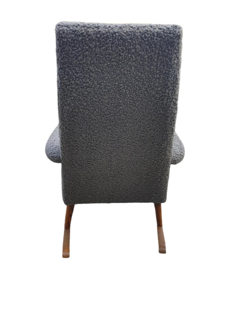 Mid-20th Century Mid-Century Danish Modern Rocking Chair in Gray Boucle Fabric