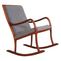 Mid-Century Danish Modern Rocking Lounge Chair in Walnut after Ole Wanscher