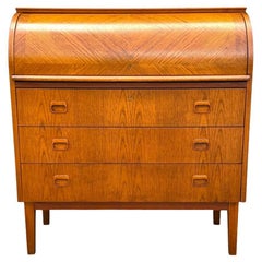 Retro Mid-Century Danish Modern Roll Top Desk, Dresser or Cabinet in Teak