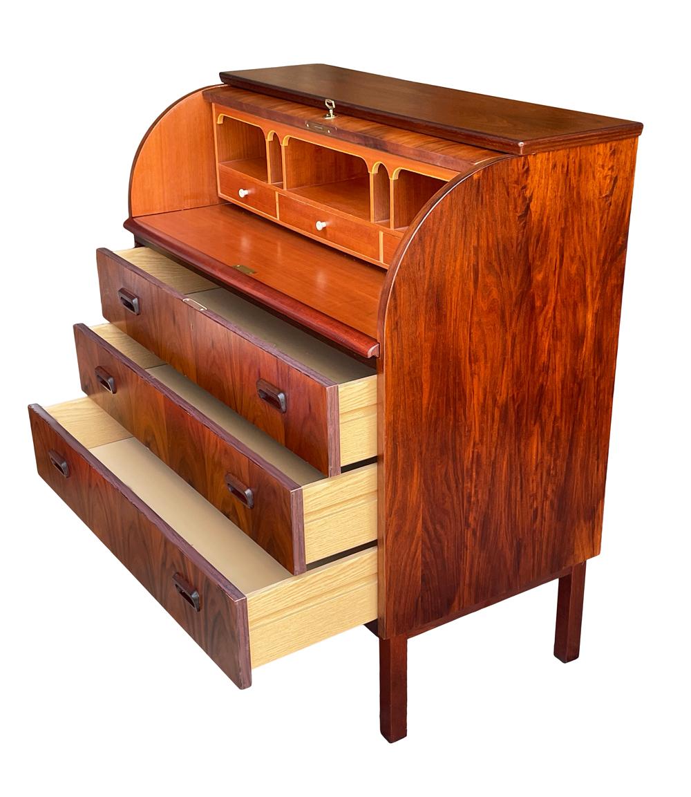 Mid Century Danish Modern Roll Top Desk or Dresser in Rosewood For Sale 4