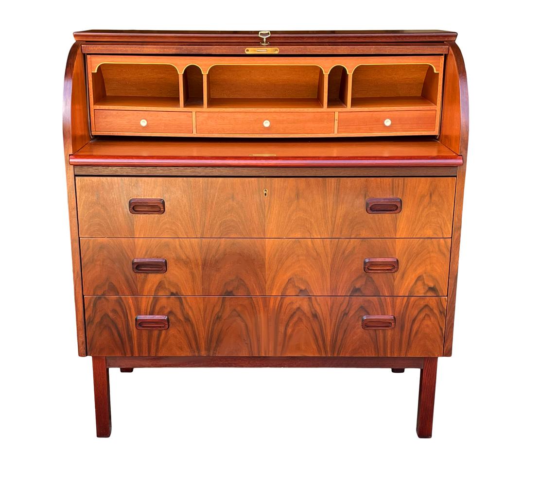 Mid-20th Century Mid Century Danish Modern Roll Top Desk or Dresser in Rosewood For Sale