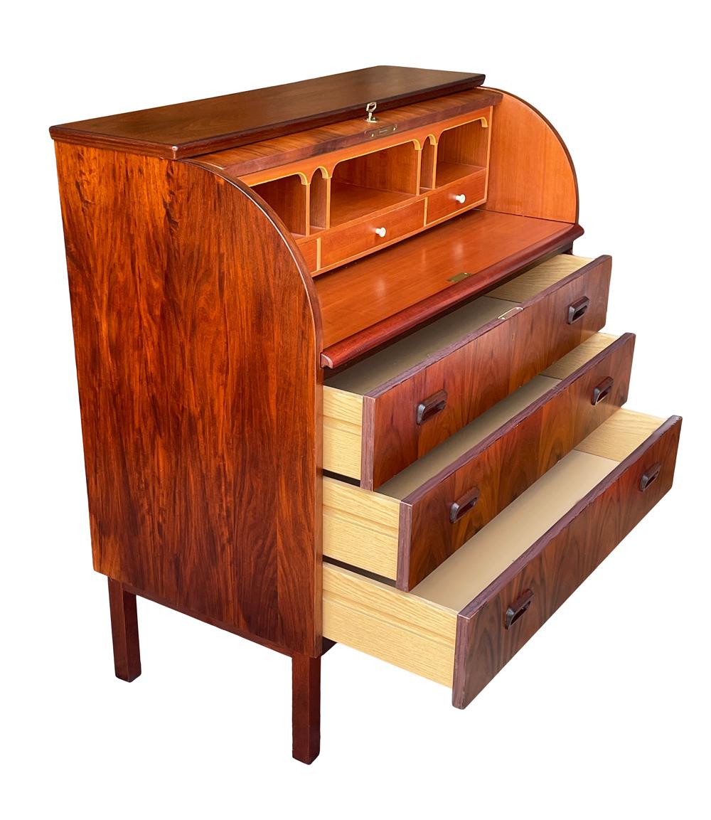 Mid-20th Century Mid Century Danish Modern Roll Top Desk or Dresser in Rosewood For Sale