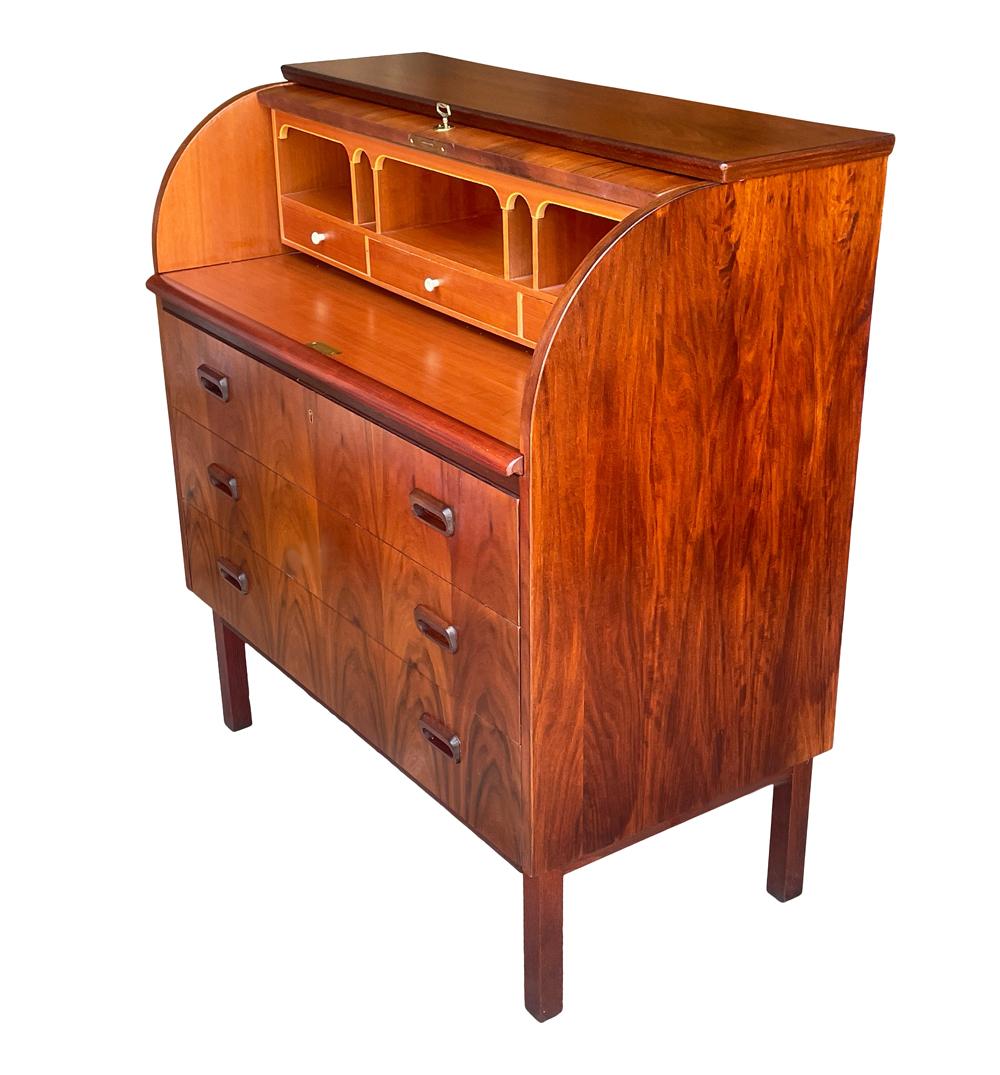 Mid Century Danish Modern Roll Top Desk or Dresser in Rosewood For Sale 2