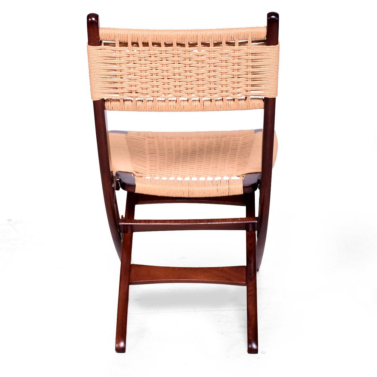 Scandinavian Modern Mid-Century Danish Modern Rope Folding Chairs 