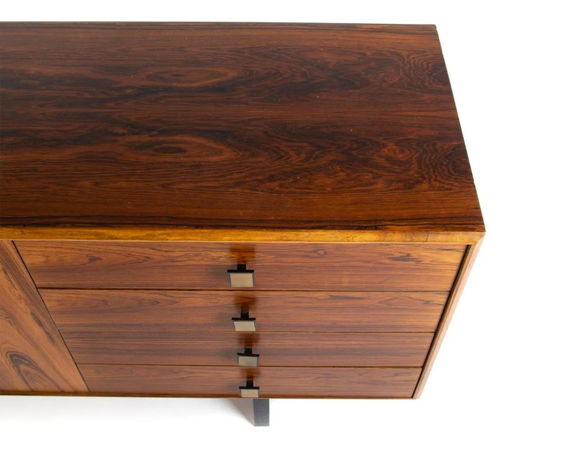 Woodwork Mid Century Danish Modern Rosewood 4 Drawer Credenza Dresser Cabinet