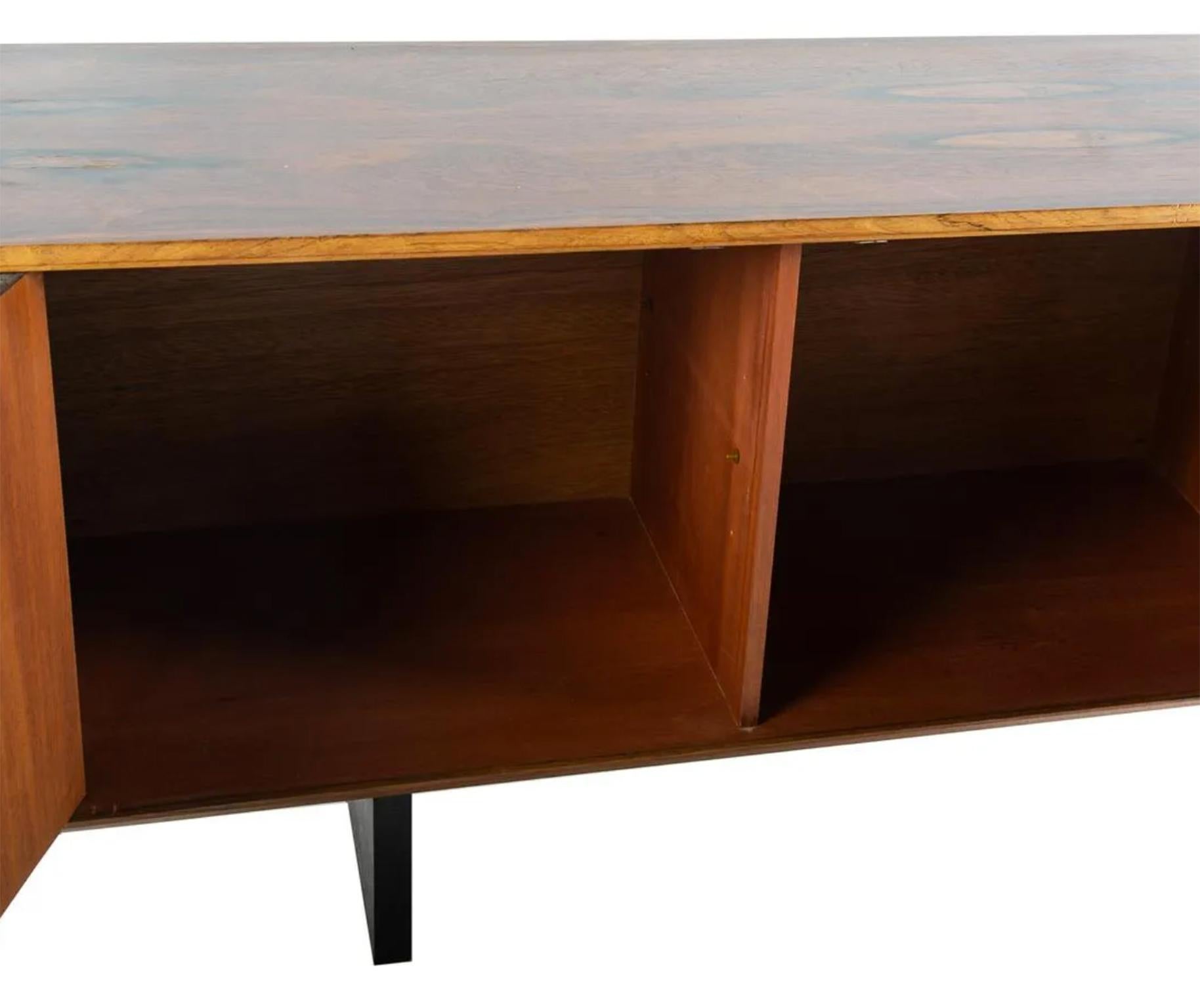 Mid Century Danish Modern Rosewood 4 Drawer Credenza Dresser Cabinet In Good Condition In BROOKLYN, NY