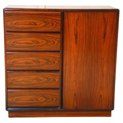 Cómoda de madera de palisandro de estilo moderno danés de mediados de siglo, con 5 cajones altos y anchos, de Brouer