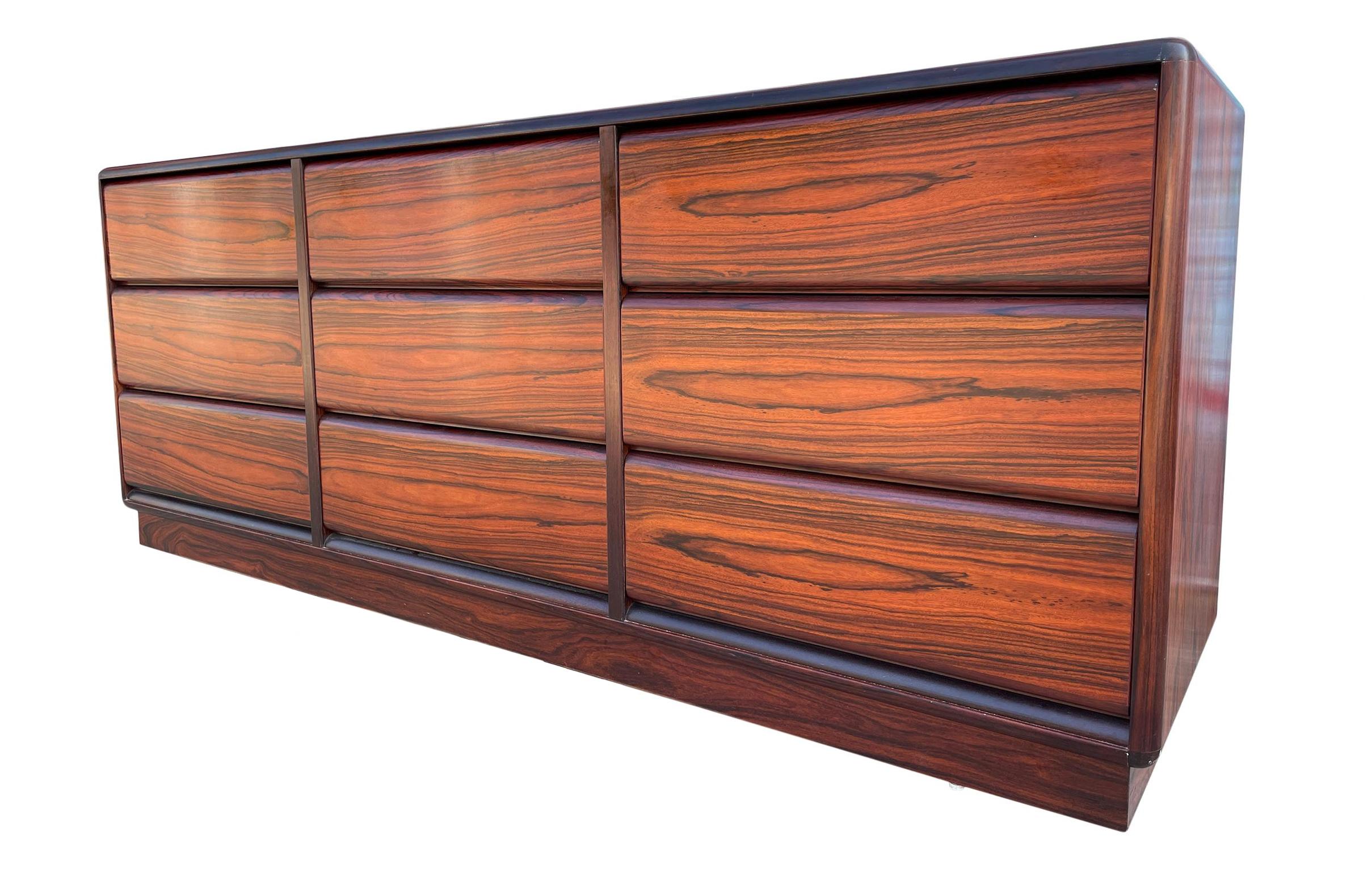 Mid-Century Modern Mid-Century Danish Modern Rosewood 9 Drawer Dresser Credenza