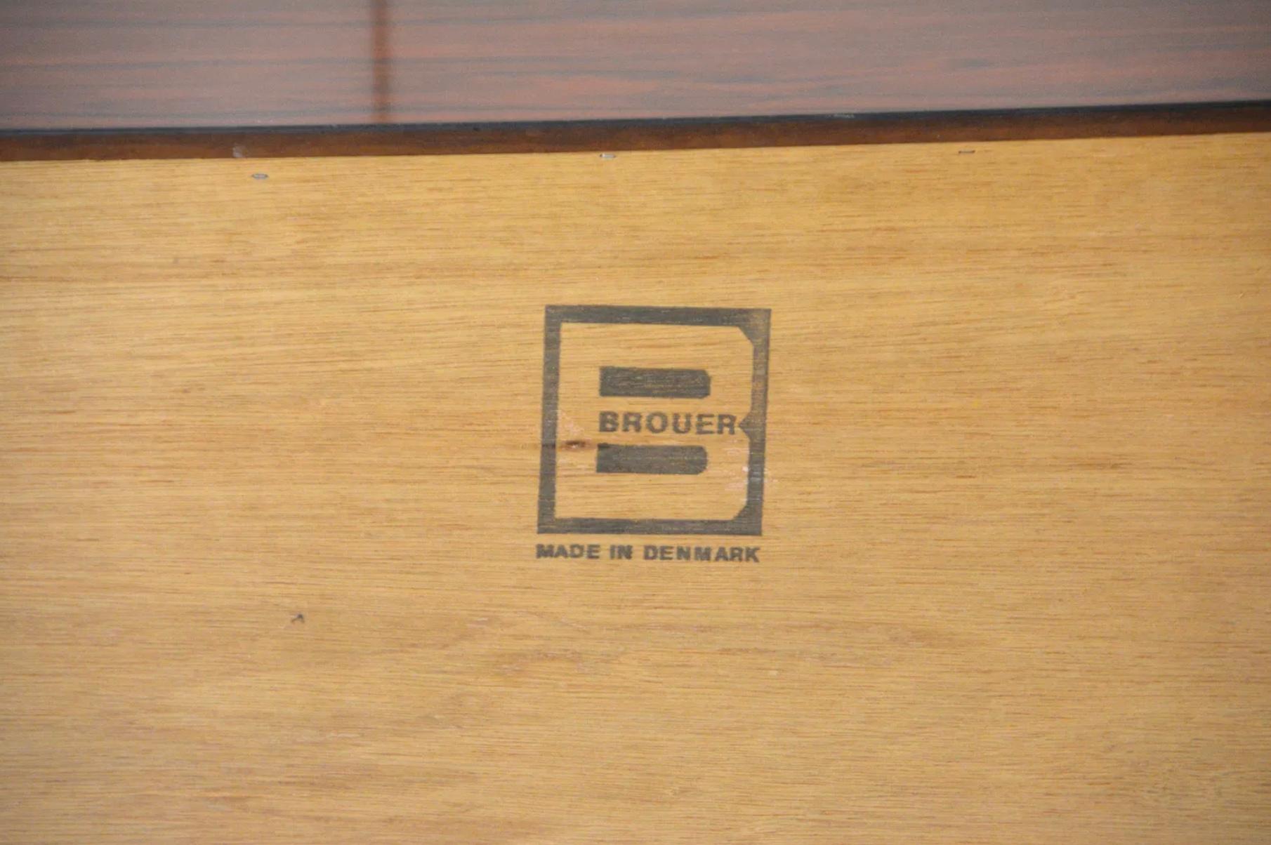 Woodwork Mid Century Danish Modern Rosewood 9 Drawer Low Dresser by Brouer