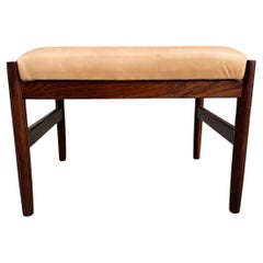 Mid Century Danish Modern Rosewood and Leather Small Stool Spottrup Mobler