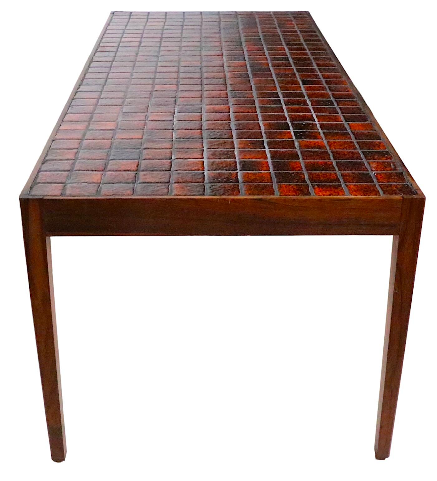 Mid Century Danish Modern Rosewood and Tile Coffee Table c 1950/60's 4