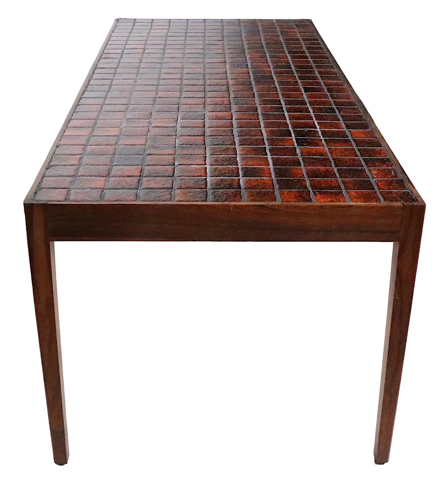 Mid Century Danish Modern Rosewood and Tile Coffee Table c 1950/60's 5