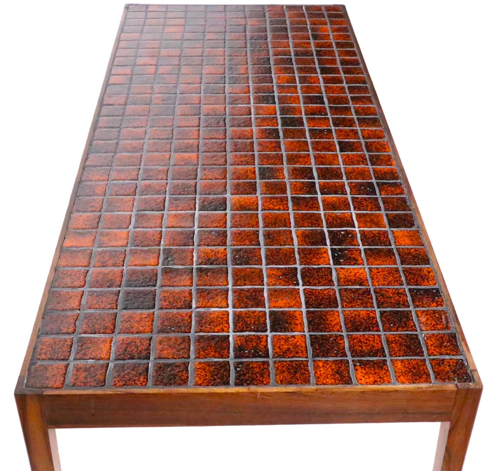 Mid Century Danish Modern Rosewood and Tile Coffee Table c 1950/60's 6