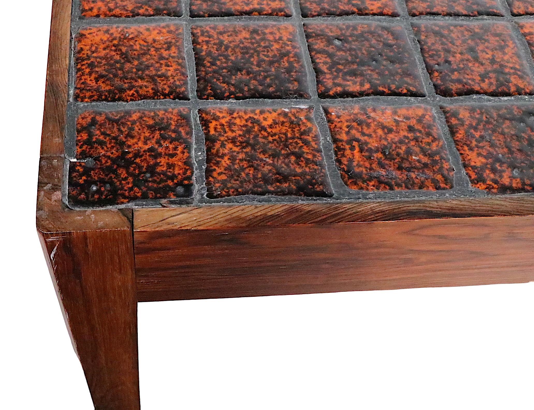 Mid Century Danish Modern Rosewood and Tile Coffee Table c 1950/60's 9