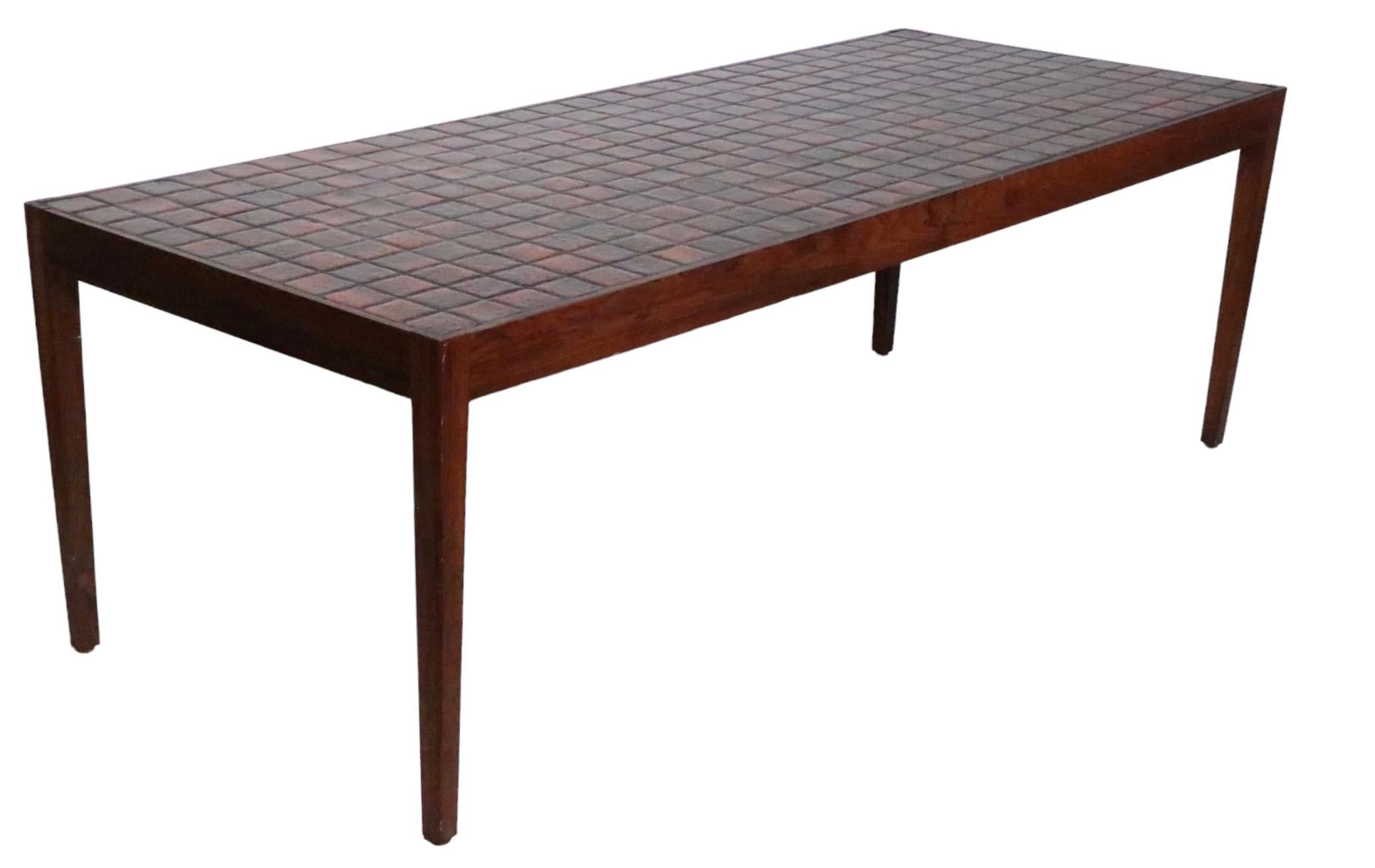 Mid Century Danish Modern Rosewood and Tile Coffee Table c 1950/60's 11