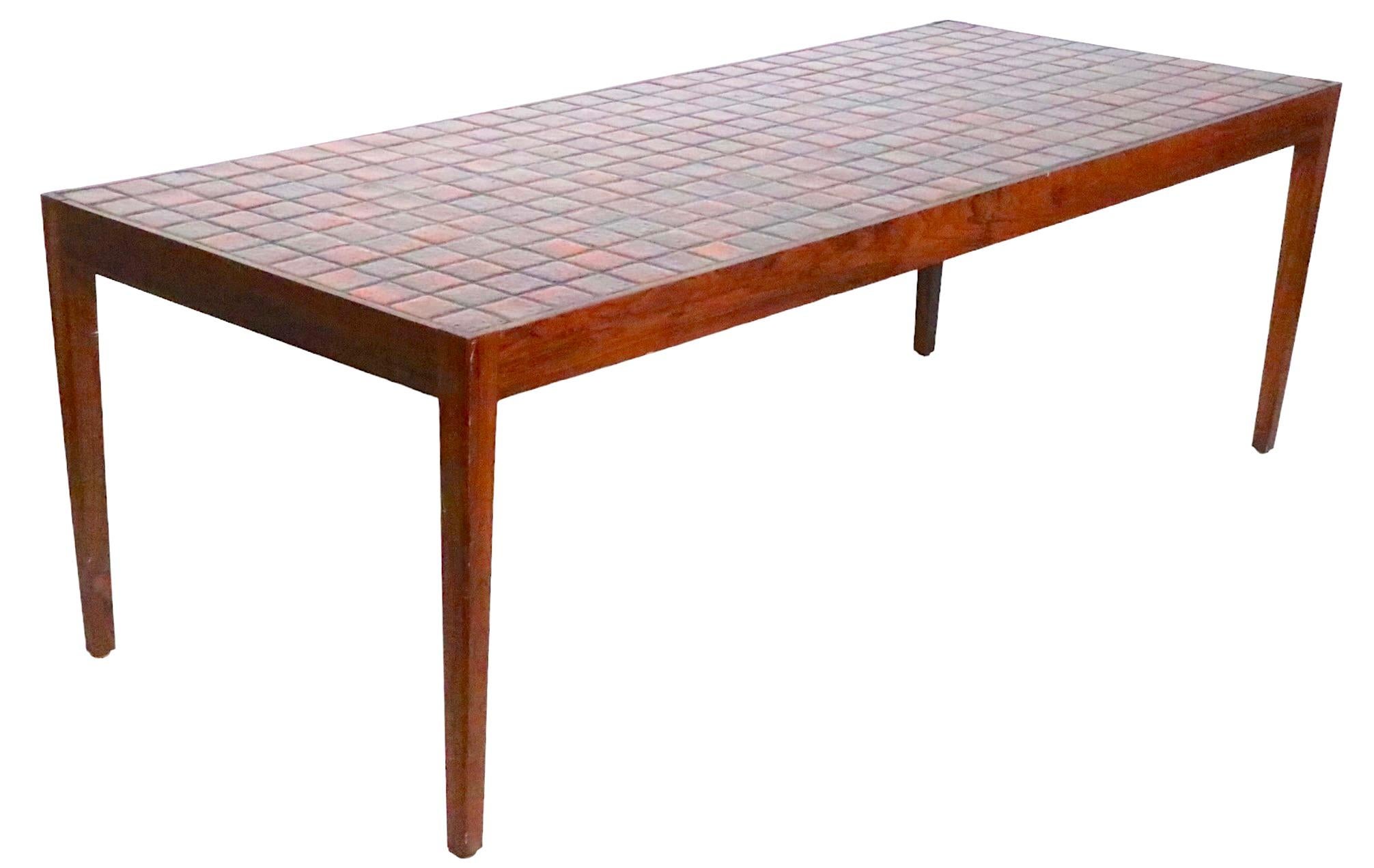 Mid Century Danish Modern Rosewood and Tile Coffee Table c 1950/60's 12