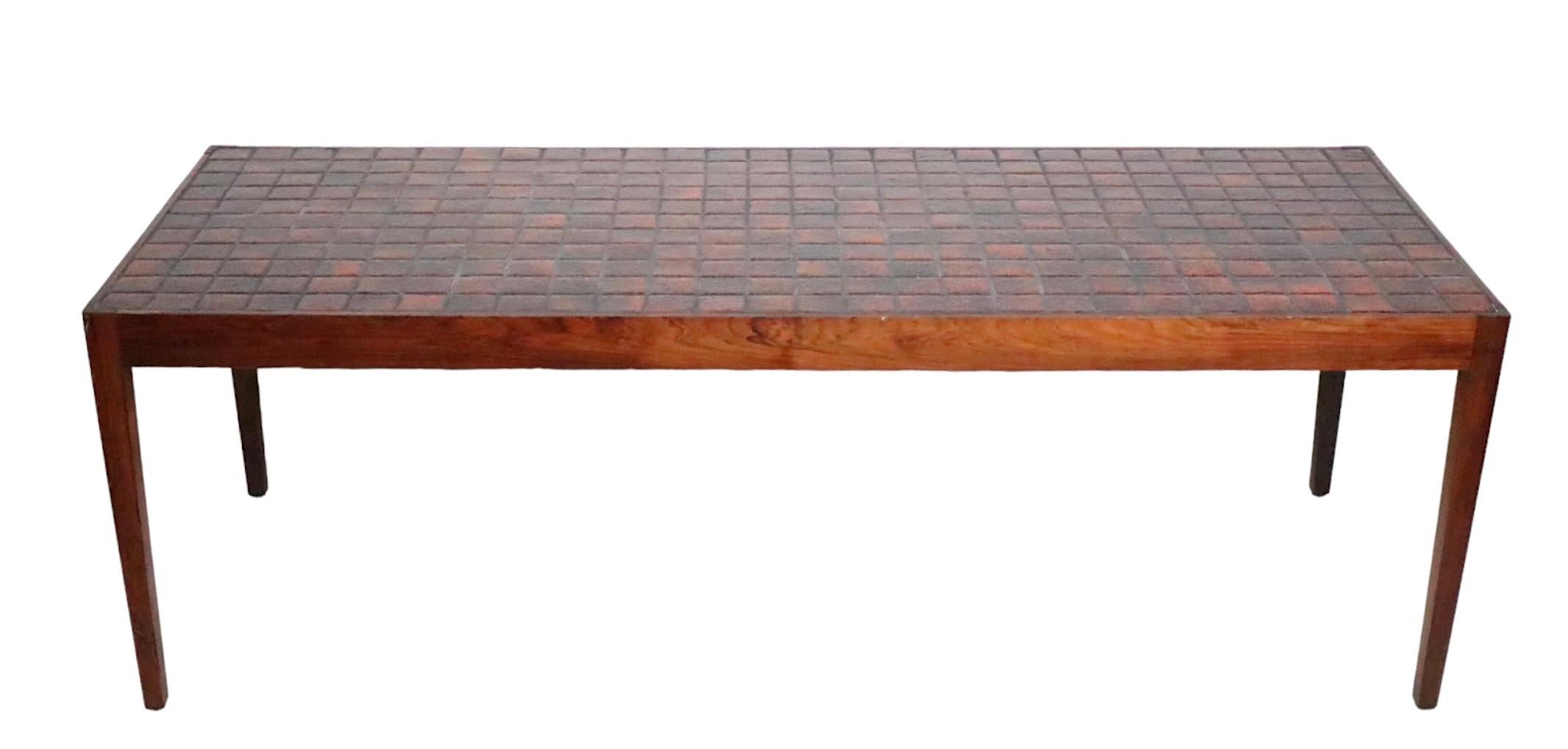 Mid Century Danish Modern Rosewood and Tile Coffee Table c 1950/60's In Good Condition In New York, NY