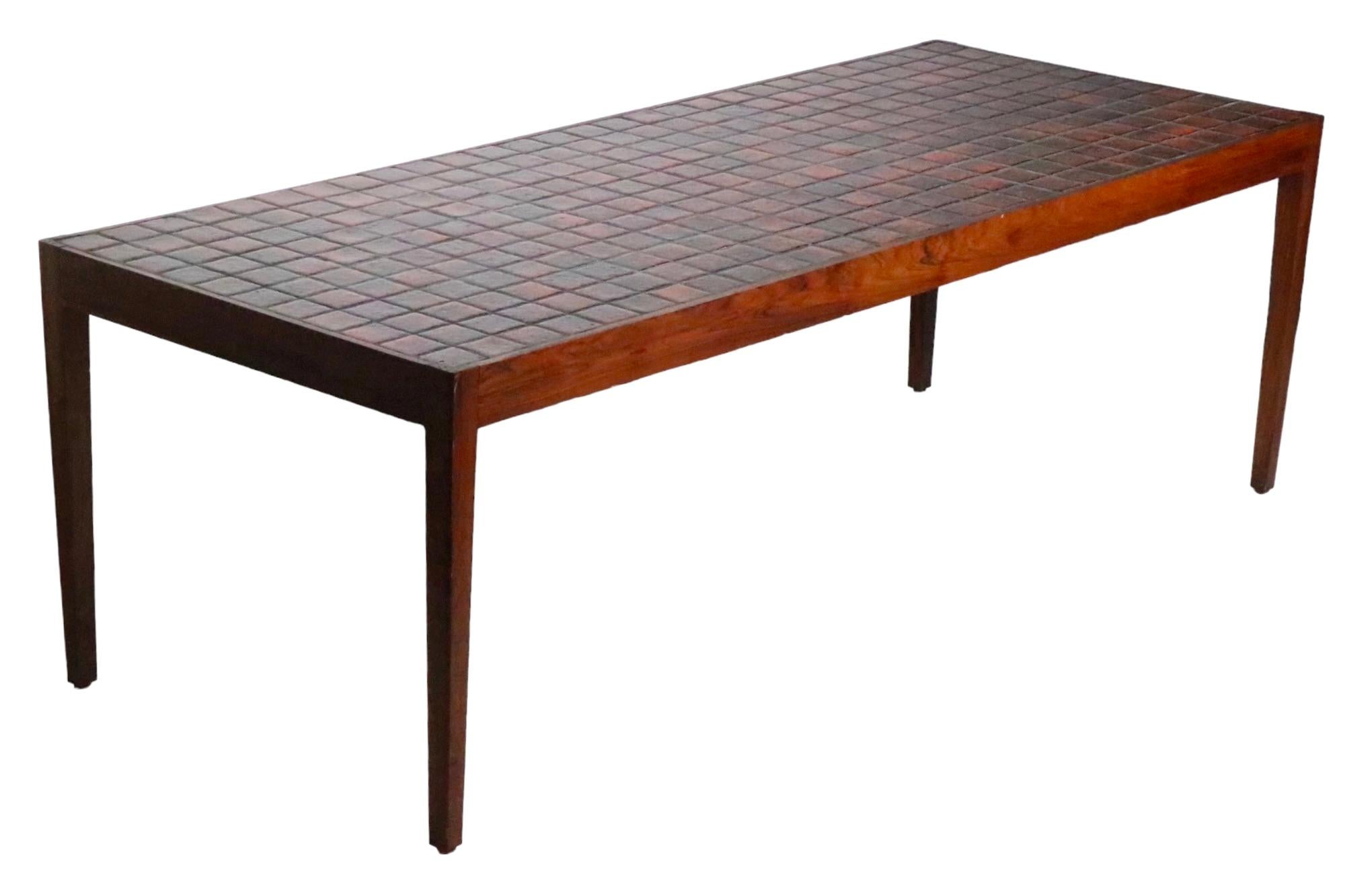 Mid Century Danish Modern Rosewood and Tile Coffee Table c 1950/60's 1