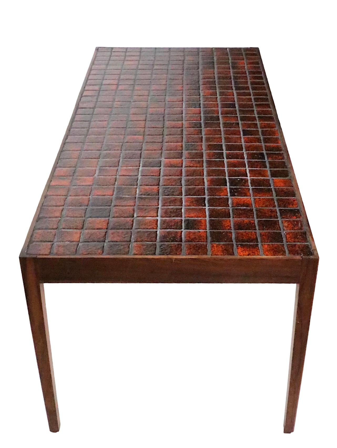 Mid Century Danish Modern Rosewood and Tile Coffee Table c 1950/60's 3