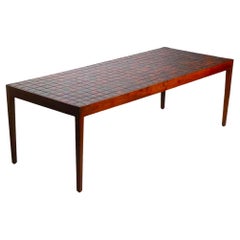 Mid Century Danish Modern Rosewood and Tile Coffee Table c 1950/60's