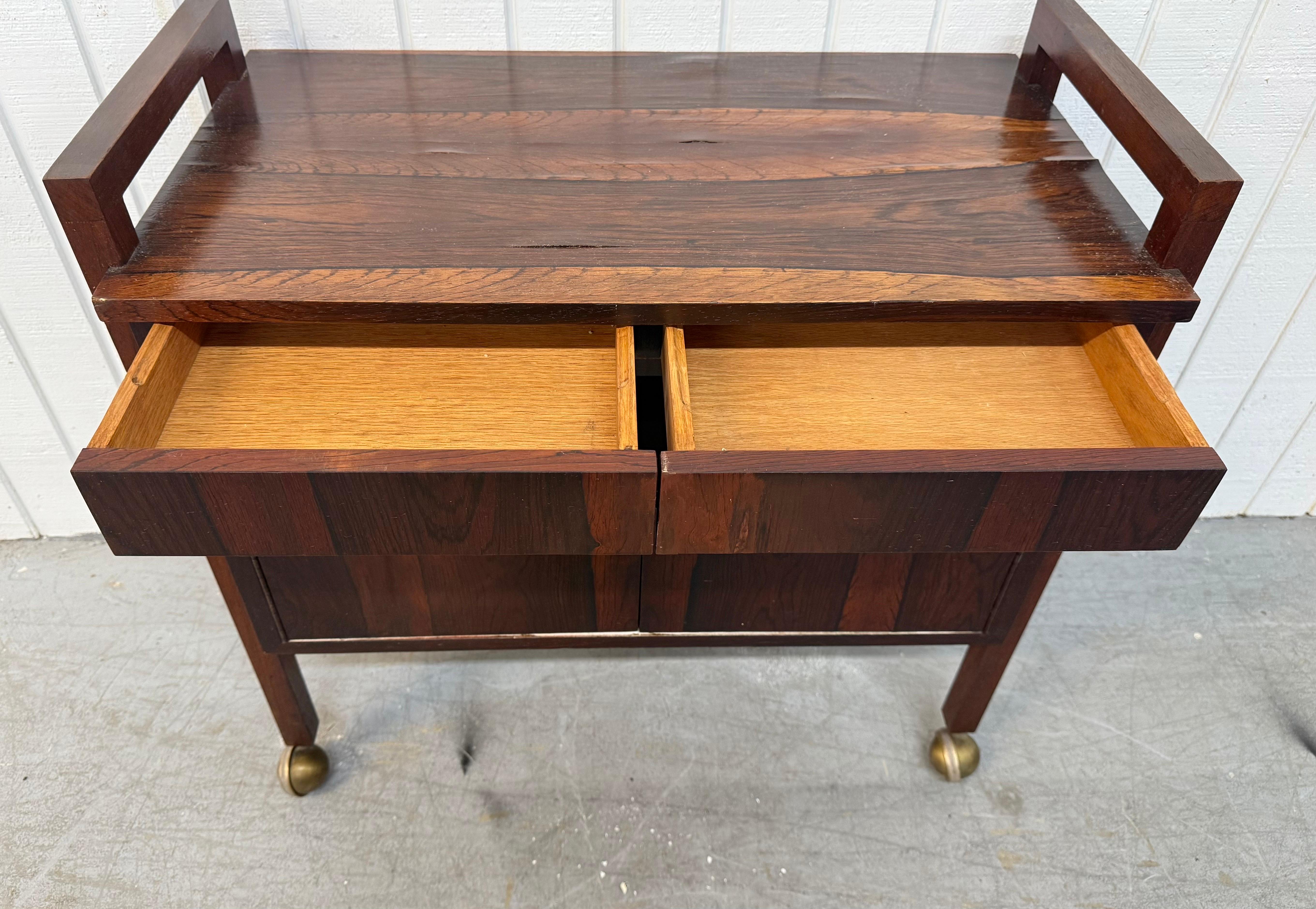 20th Century Mid-Century Danish Modern Rosewood Bar Cart For Sale