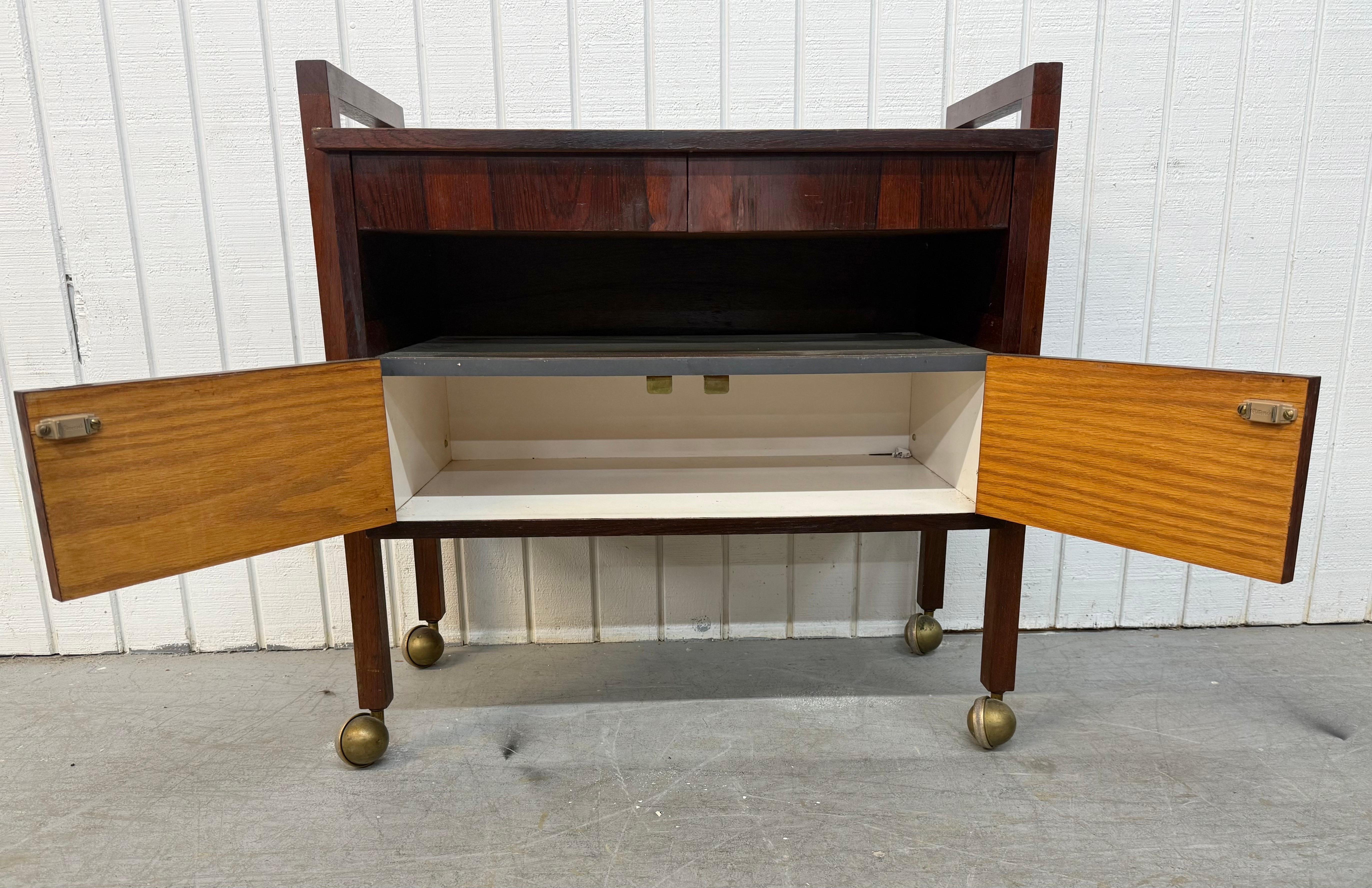 Brass Mid-Century Danish Modern Rosewood Bar Cart For Sale