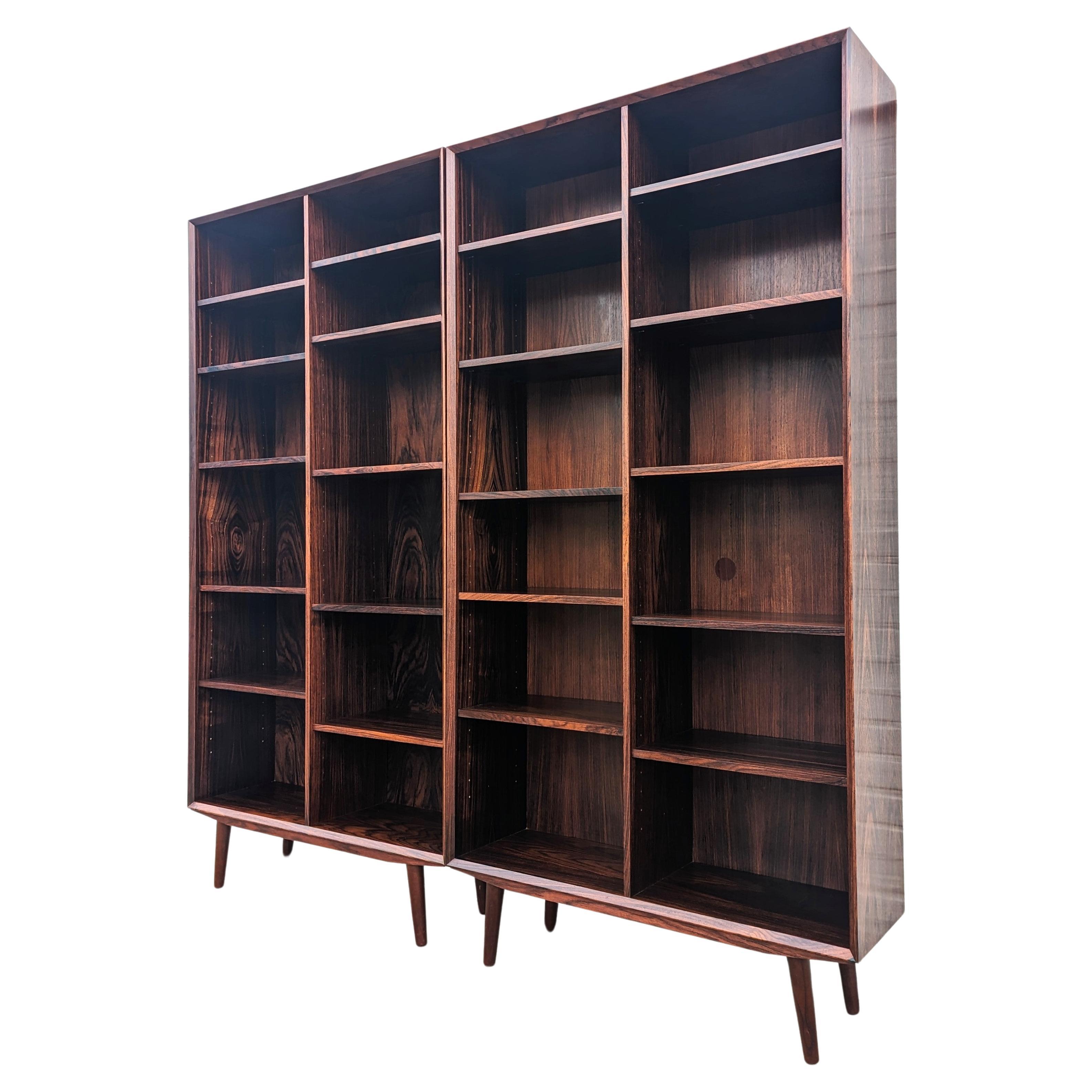 Mid Century Danish Modern Rosewood Bookcases For Sale
