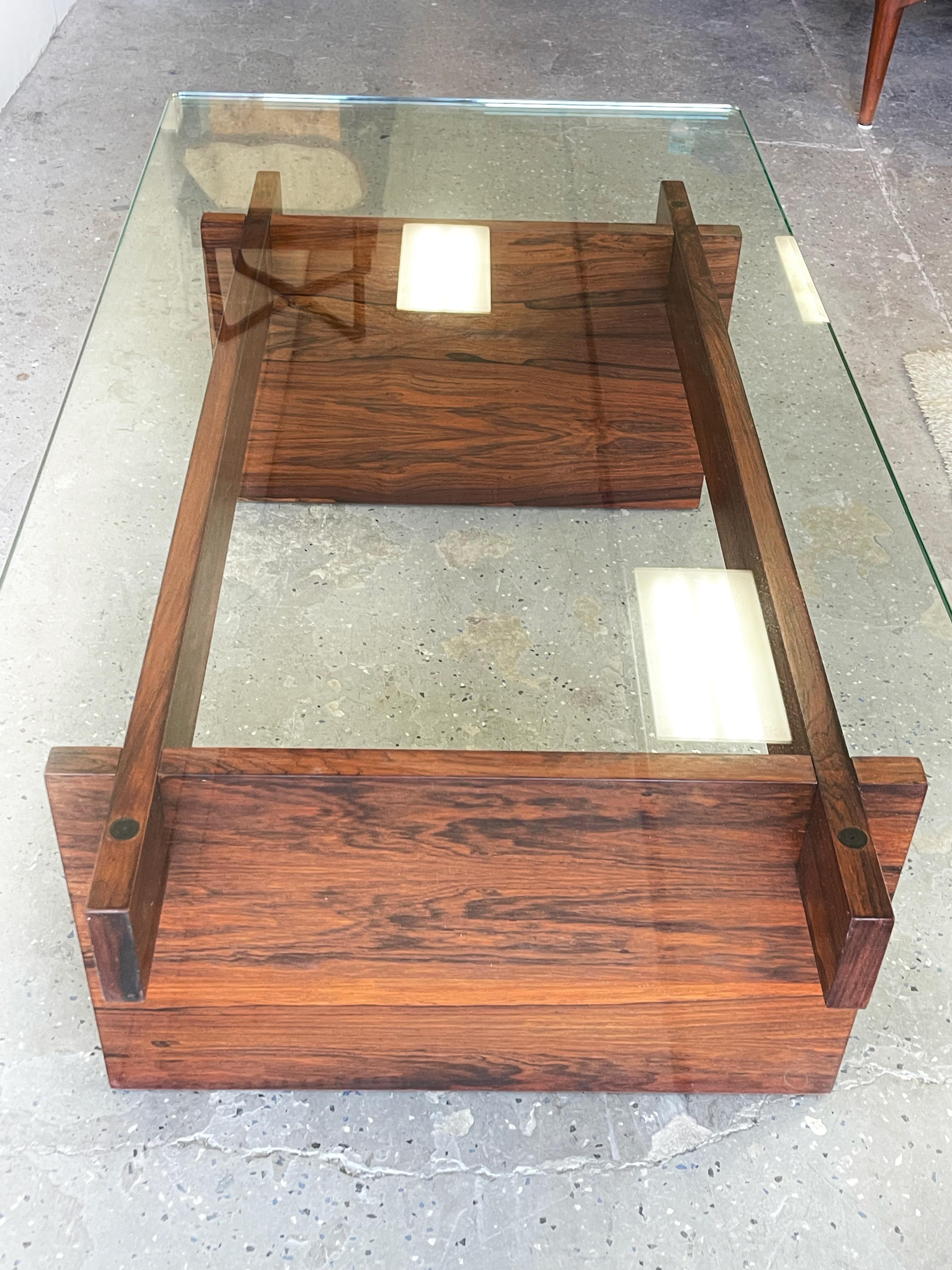 Mid-20th Century Danish Mid Century Modern Rosewood & Glass Coffee table by Svend Langkilde