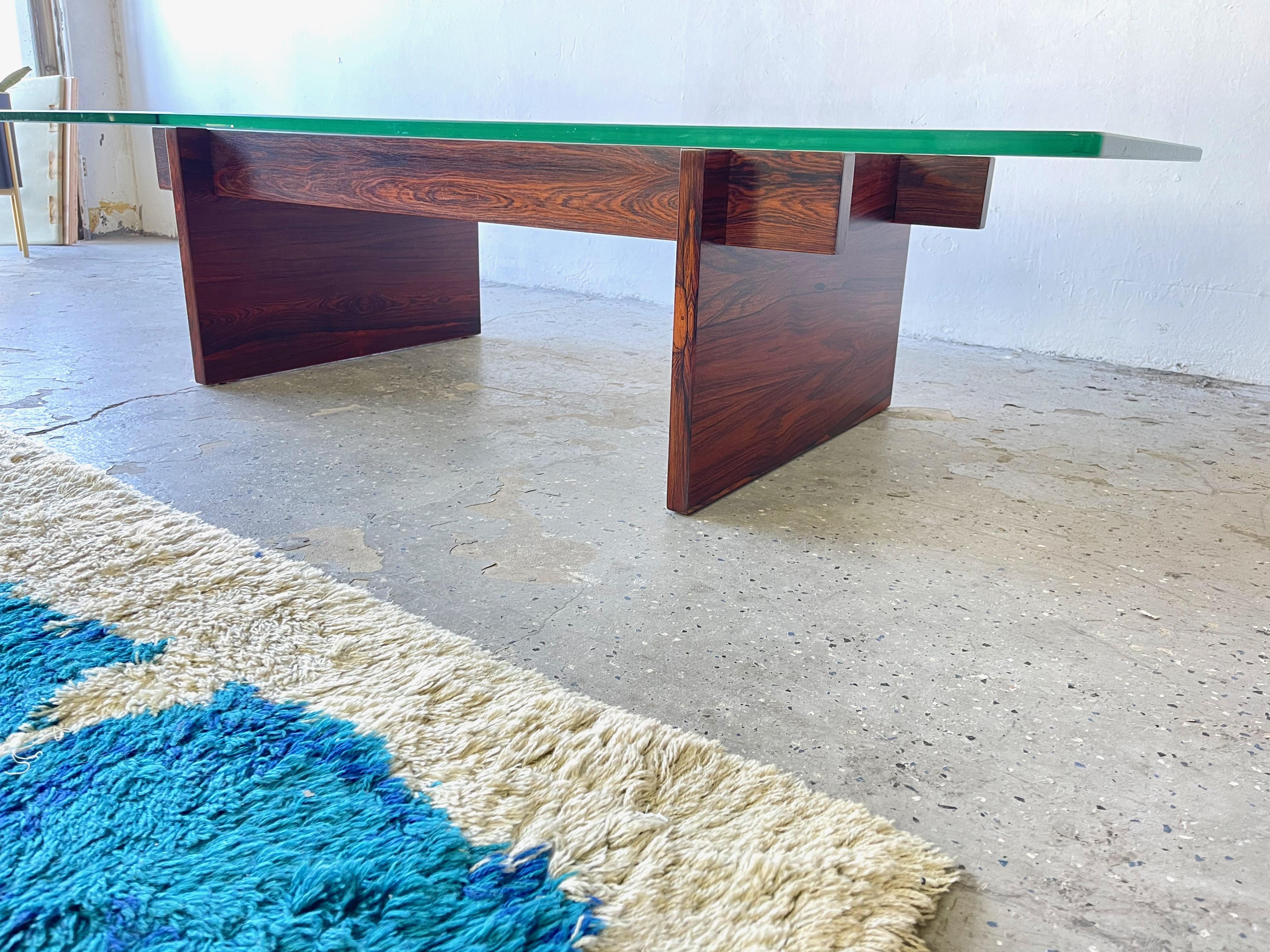 Danish Mid Century Modern Rosewood & Glass Coffee table by Svend Langkilde 1