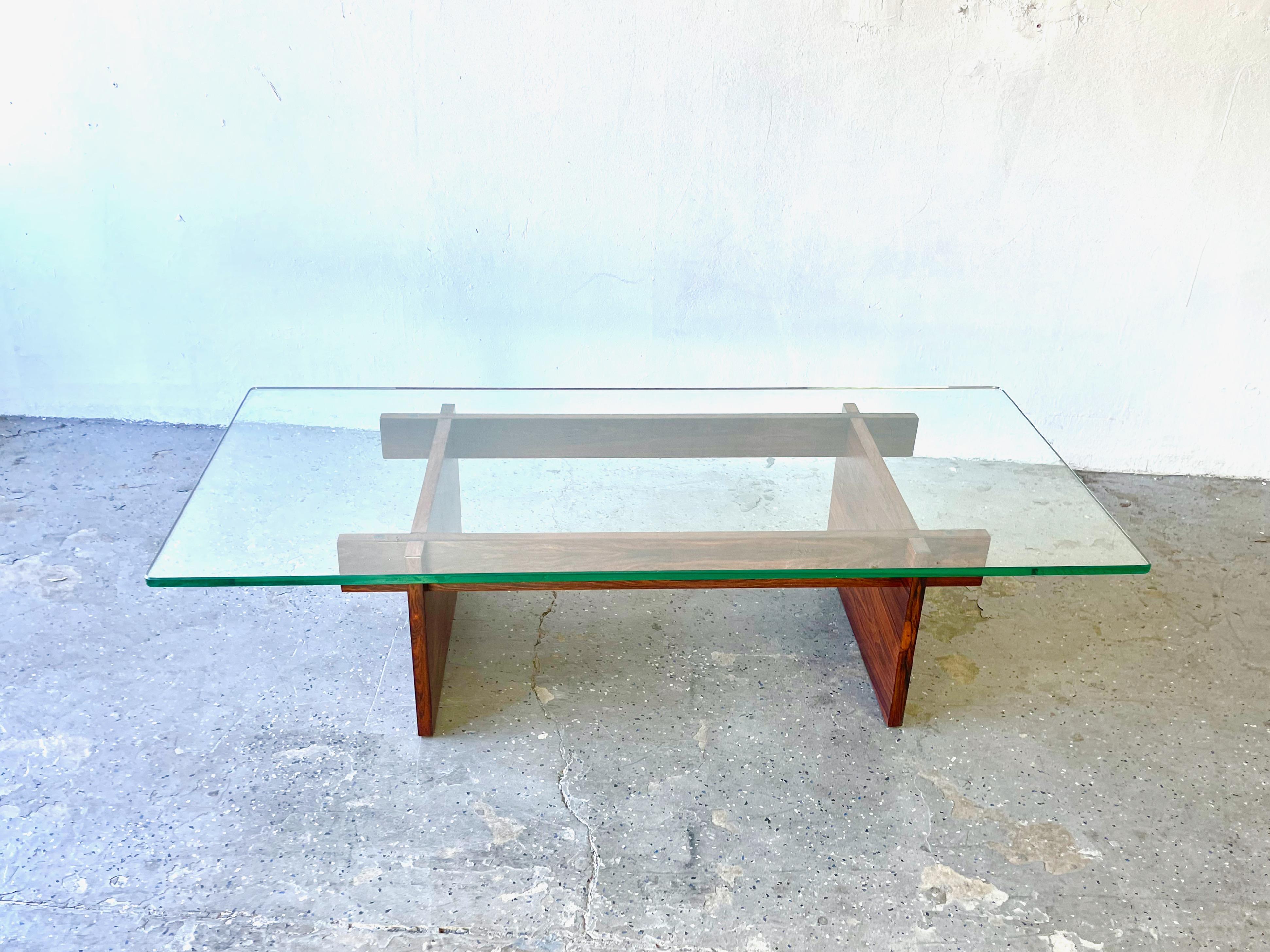 Danish Mid Century Modern Rosewood & Glass Coffee table by Svend Langkilde 2