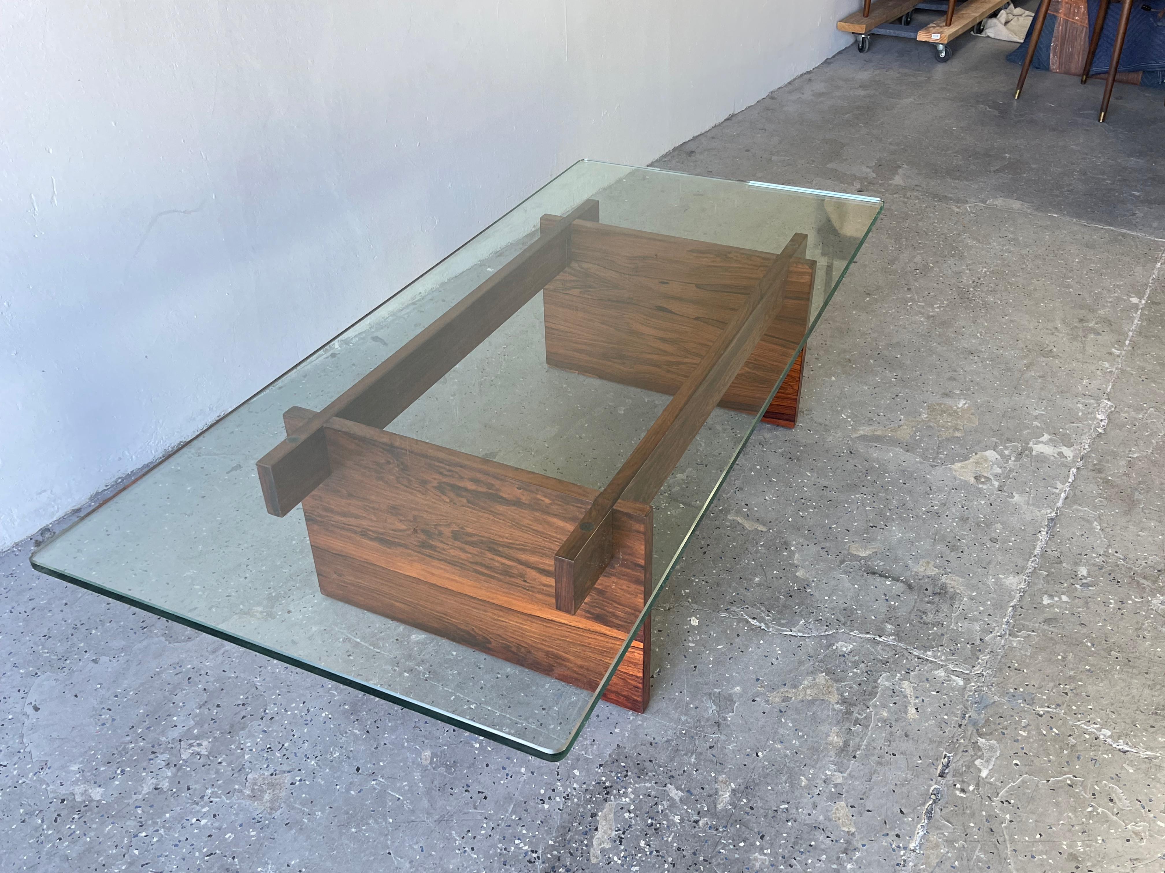 Danish Mid Century Modern Rosewood & Glass Coffee table by Svend Langkilde 3