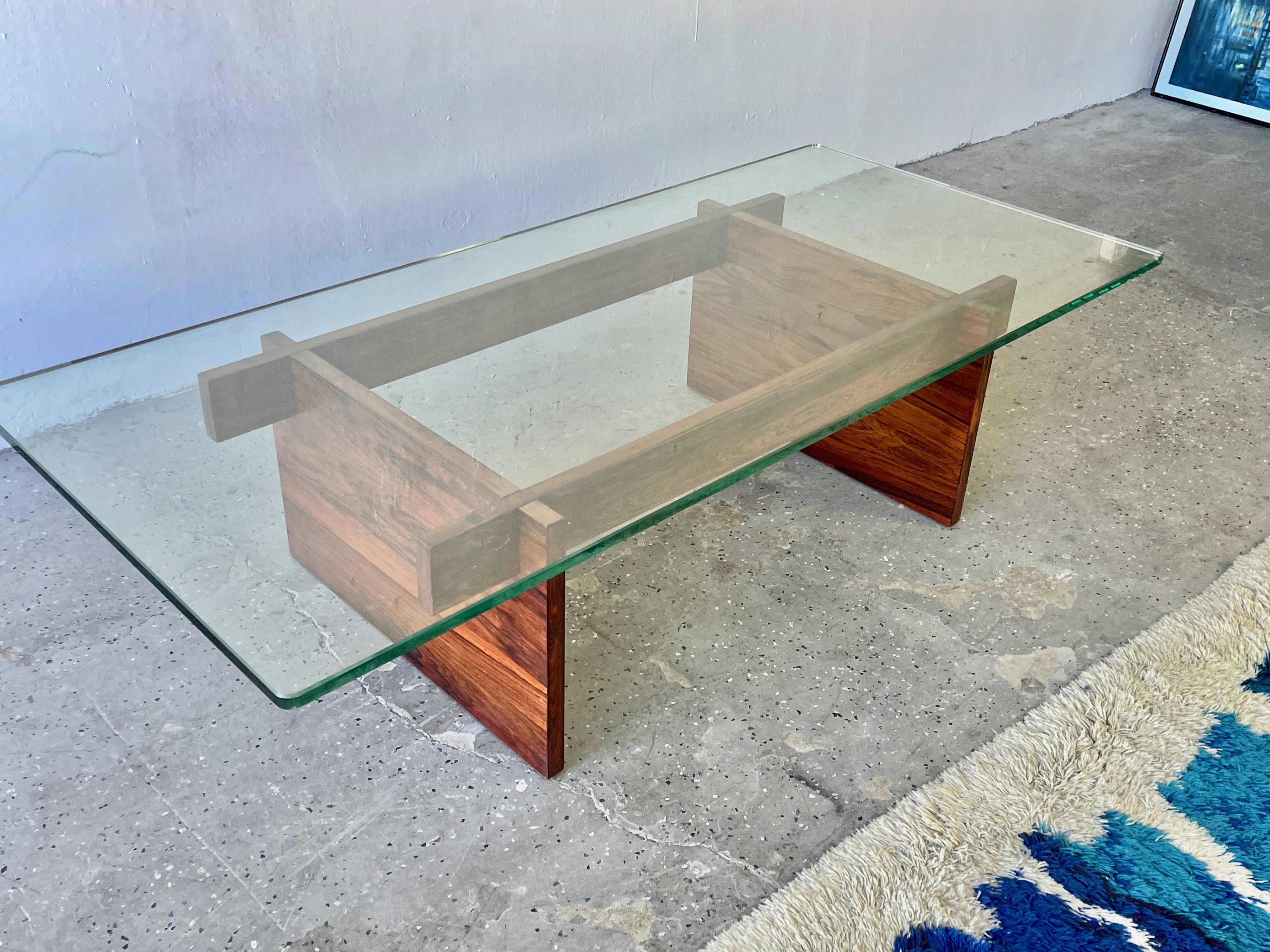 Danish Mid Century Modern Rosewood & Glass Coffee table by Svend Langkilde 4