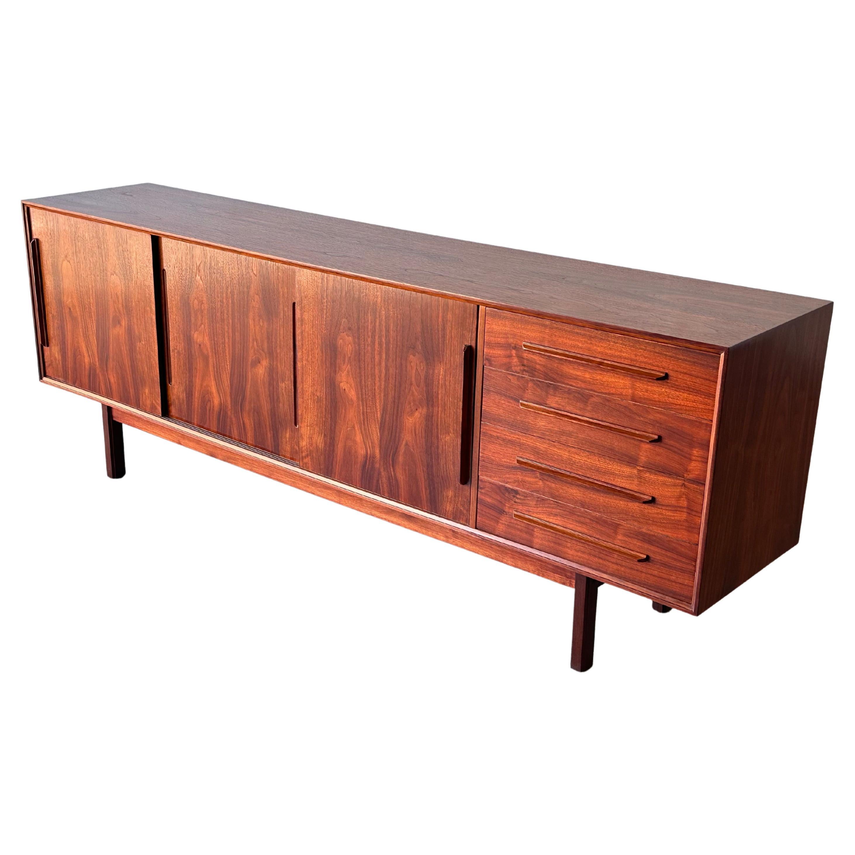 Mid Century Danish Modern Rosewood Credenza By Ib-Kofod Larsen for Faarup For Sale