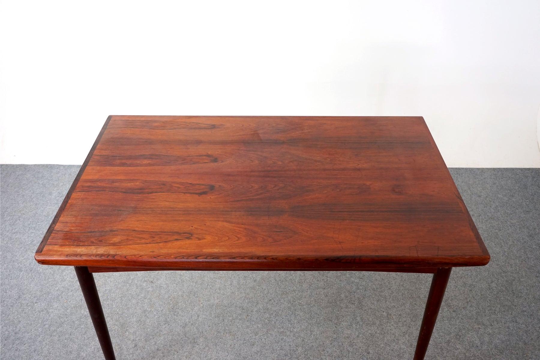 Veneer Mid Century Danish Modern Rosewood Dining Table with Dutch Extension Leaves