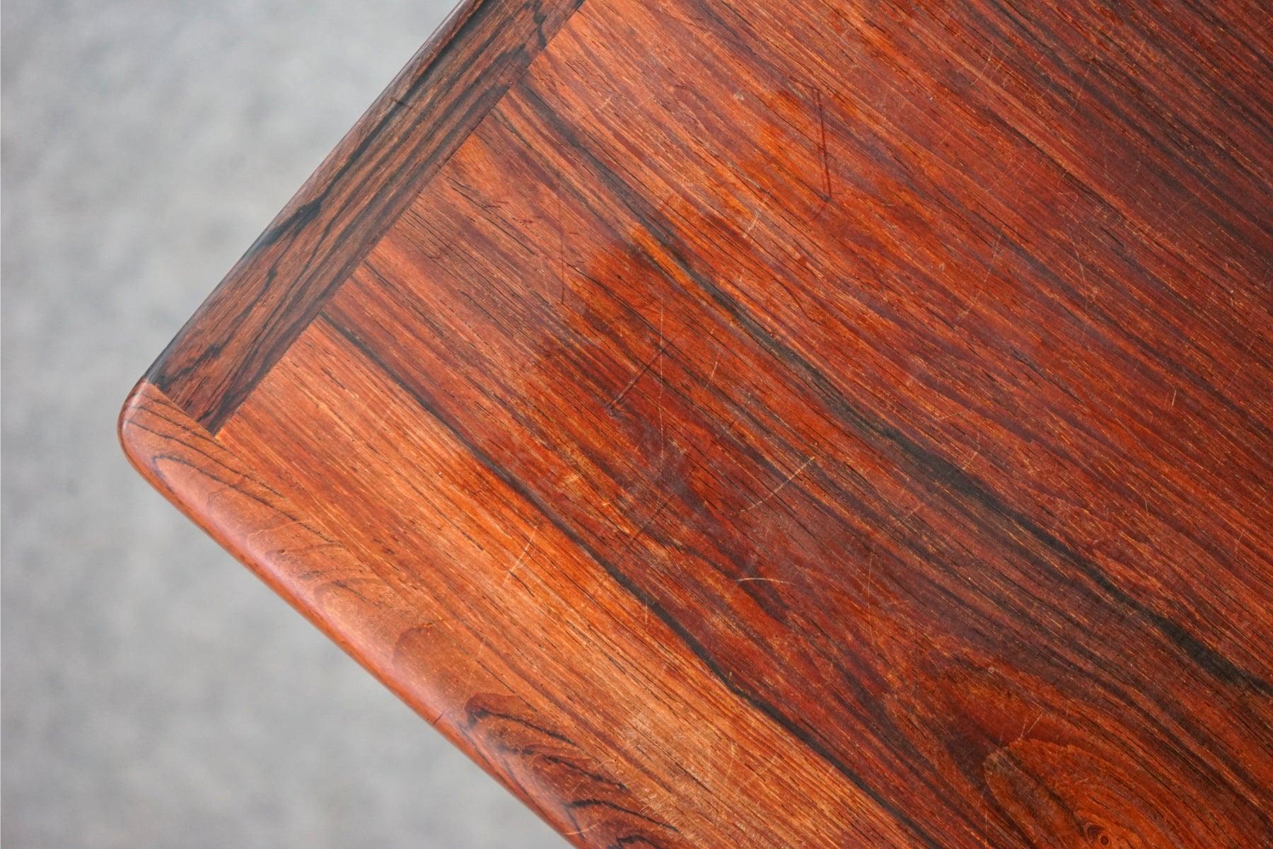 Mid Century Danish Modern Rosewood Dining Table with Dutch Extension Leaves In Good Condition In VANCOUVER, CA