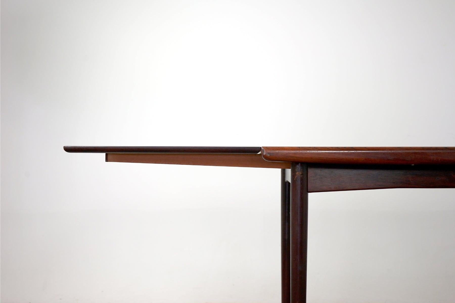 Mid Century Danish Modern Rosewood Dining Table with Dutch Extension Leaves 1