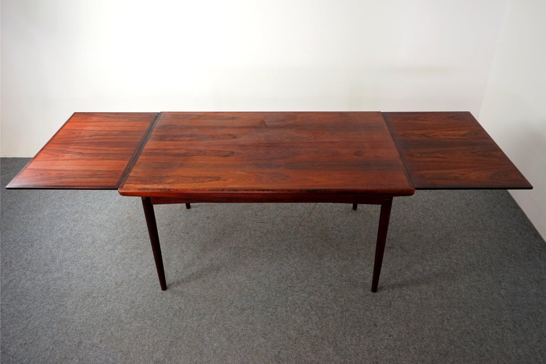 Mid Century Danish Modern Rosewood Dining Table with Dutch Extension Leaves 2