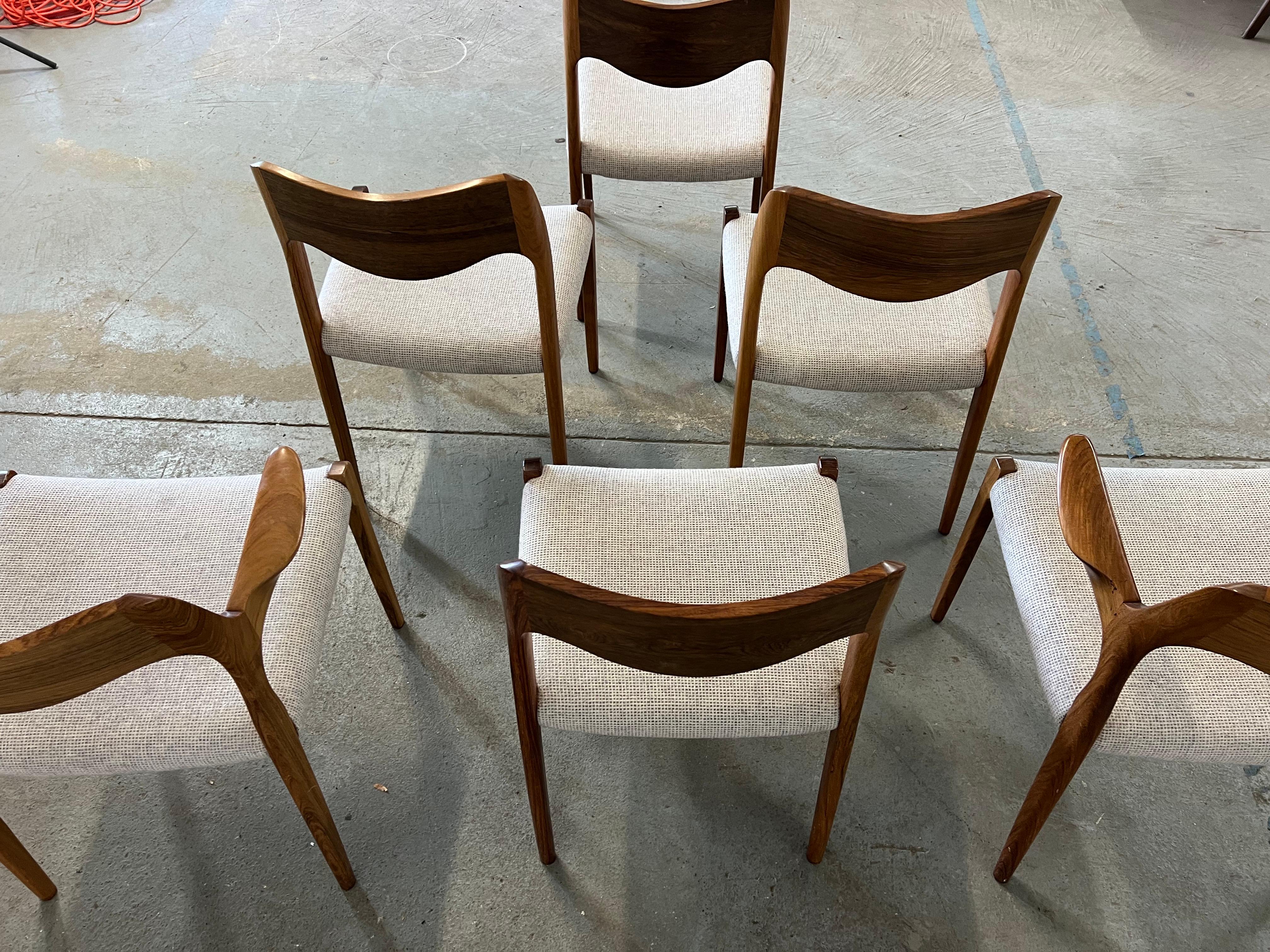 Mid-Century Danish Modern Rosewood Jl Mollers Model 71 Dining Chairs-Set of 6 5