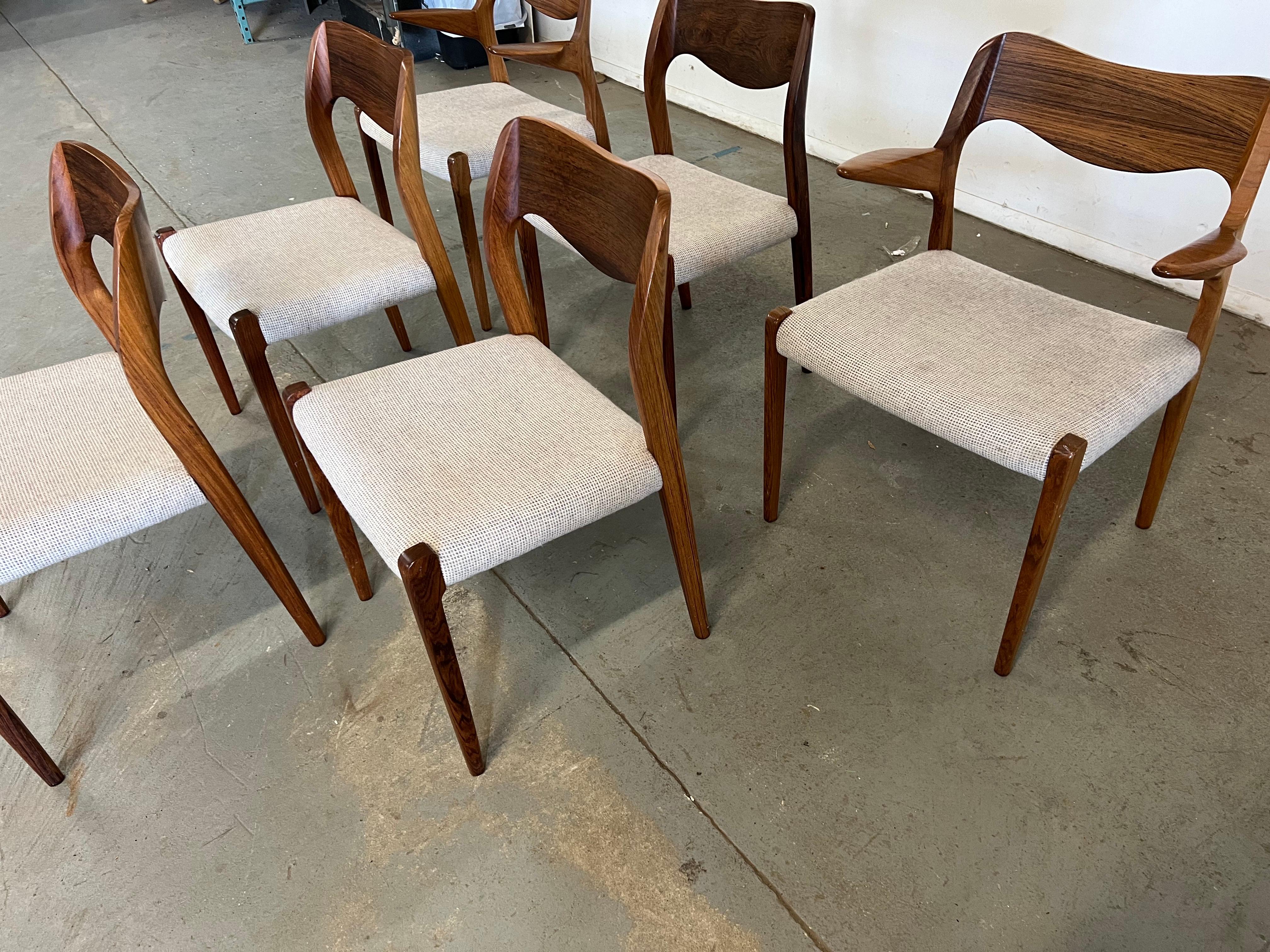 Mid-Century Modern Mid-Century Danish Modern Rosewood Jl Mollers Model 71 Dining Chairs-Set of 6