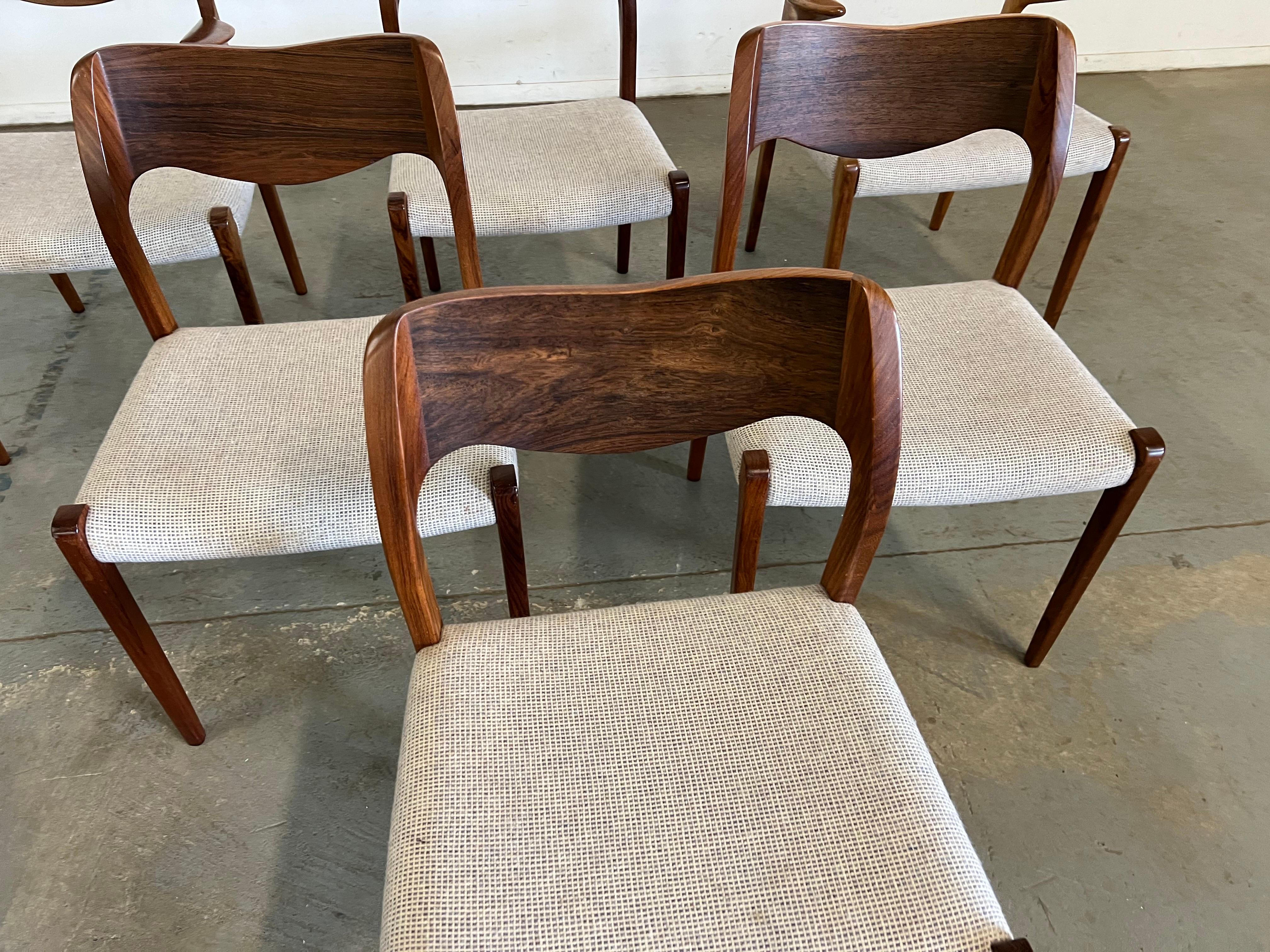 European Mid-Century Danish Modern Rosewood Jl Mollers Model 71 Dining Chairs-Set of 6