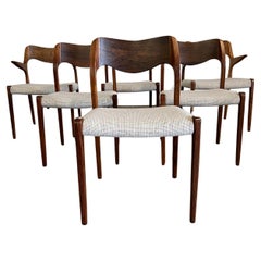 Chaises de salle à manger en bois de rose Jl Mollers Model 71 de la modernité danoise du milieu du siècle - Lot de 6