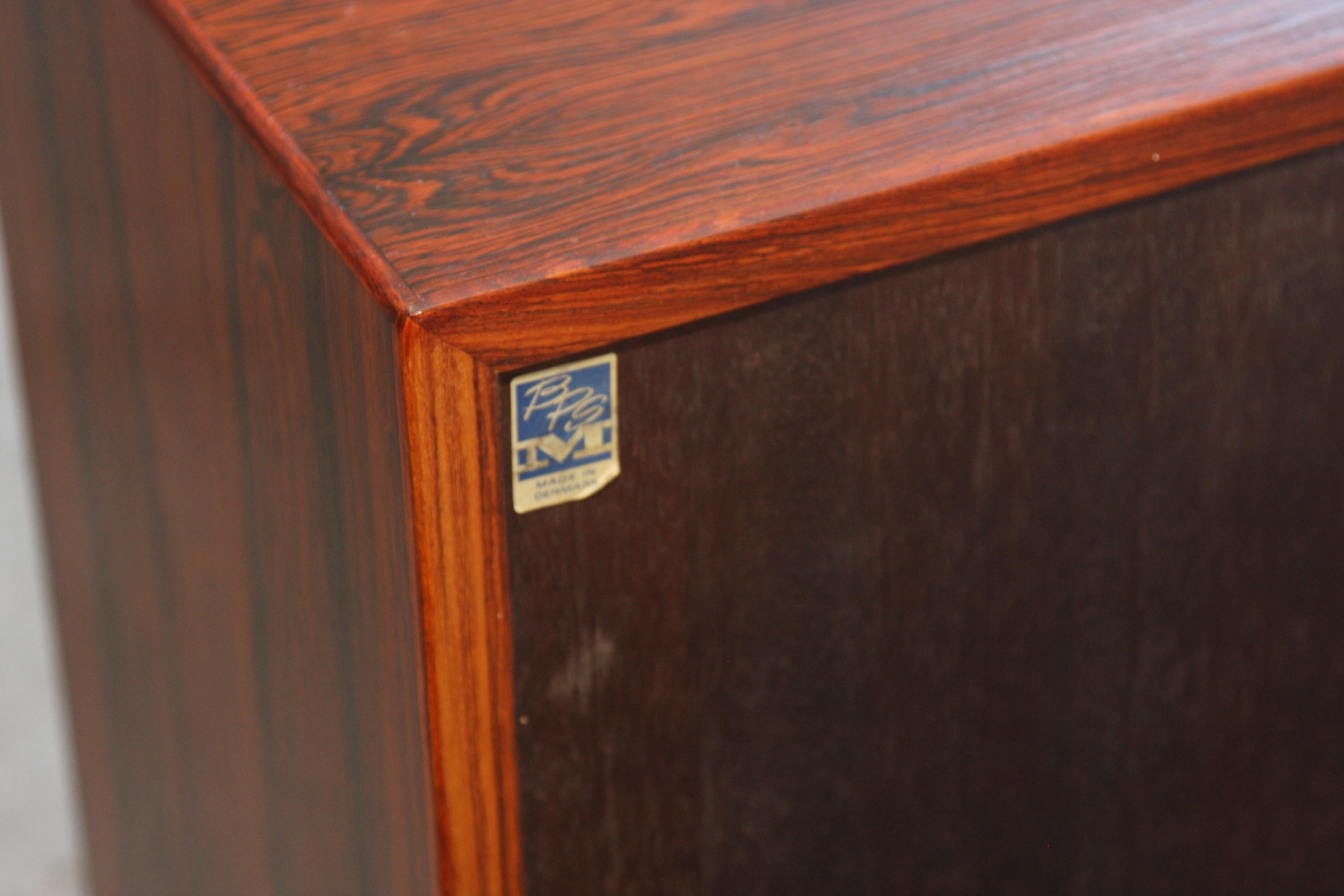 Mid-Century Danish Modern Rosewood Low Media Bookshelf By Bernhard Pedersen 10