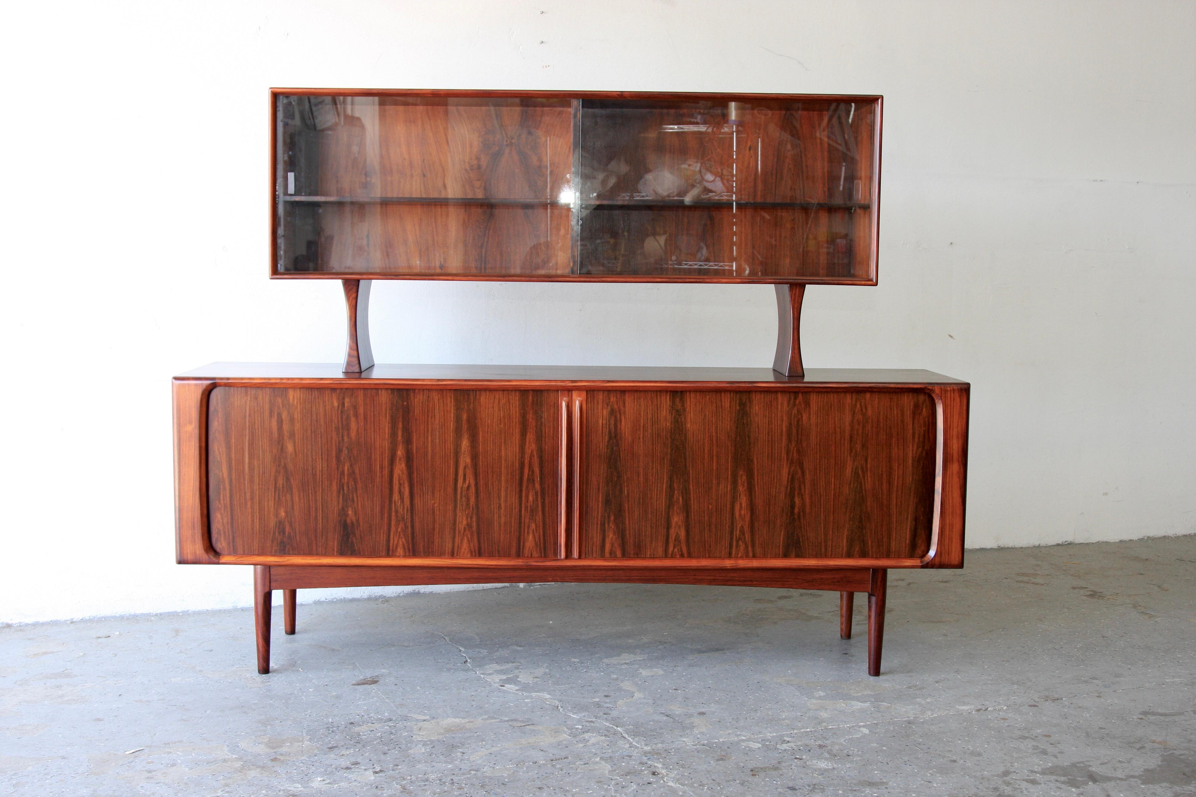 Mid-Century Danish Modern Rosewood Low Media Bookshelf By Bernhard Pedersen 12