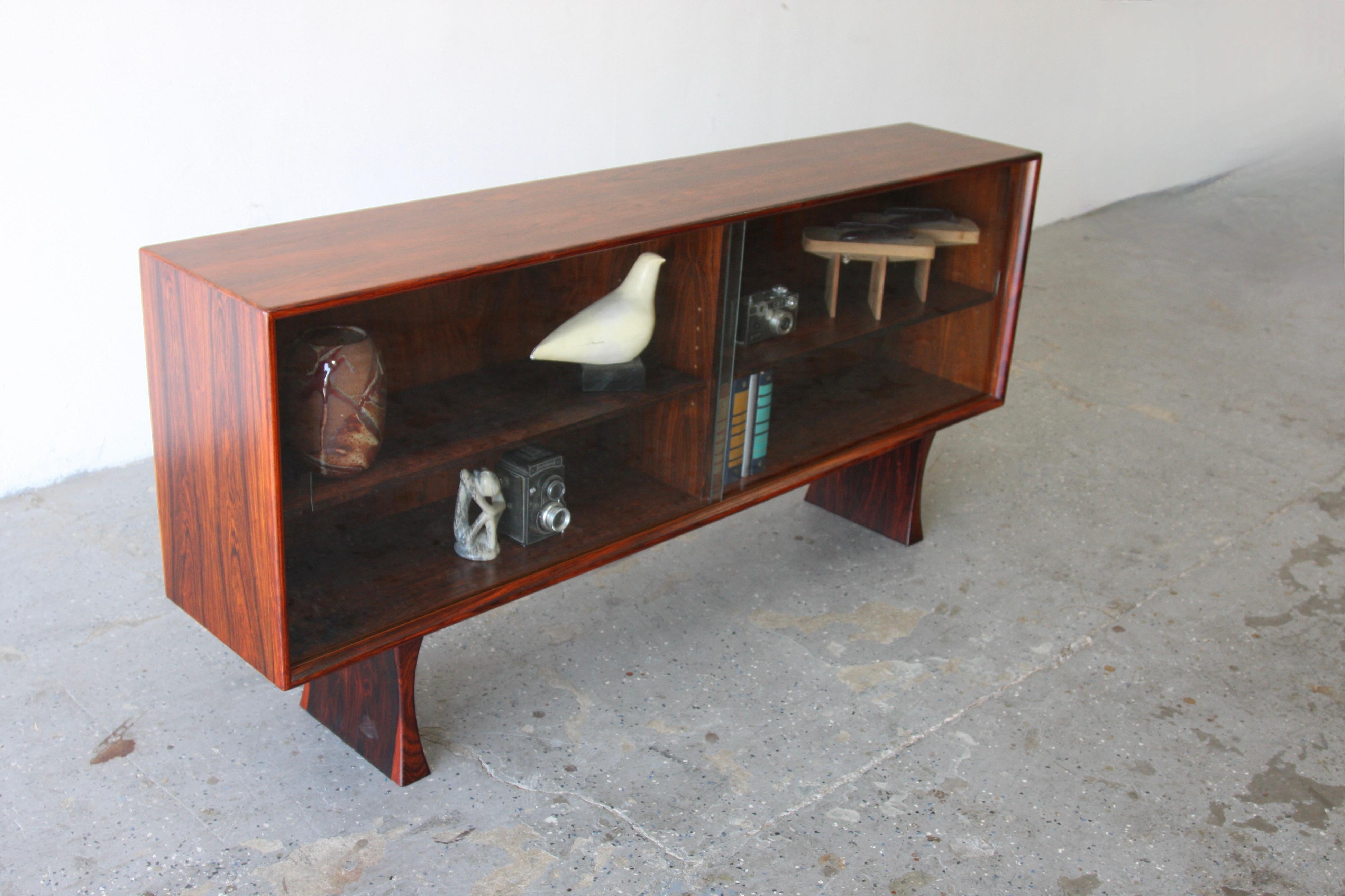 Mid-Century Modern Mid-Century Danish Modern Rosewood Low Media Bookshelf By Bernhard Pedersen