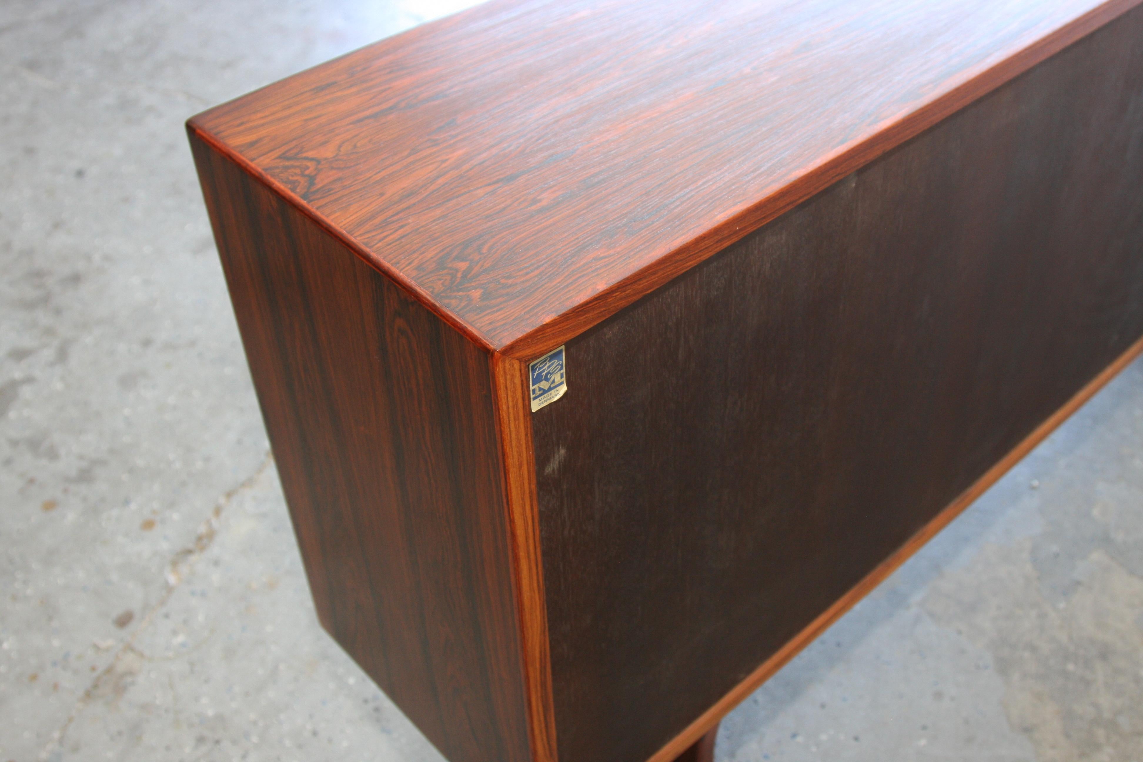 Mid-Century Danish Modern Rosewood Low Media Bookshelf By Bernhard Pedersen 3