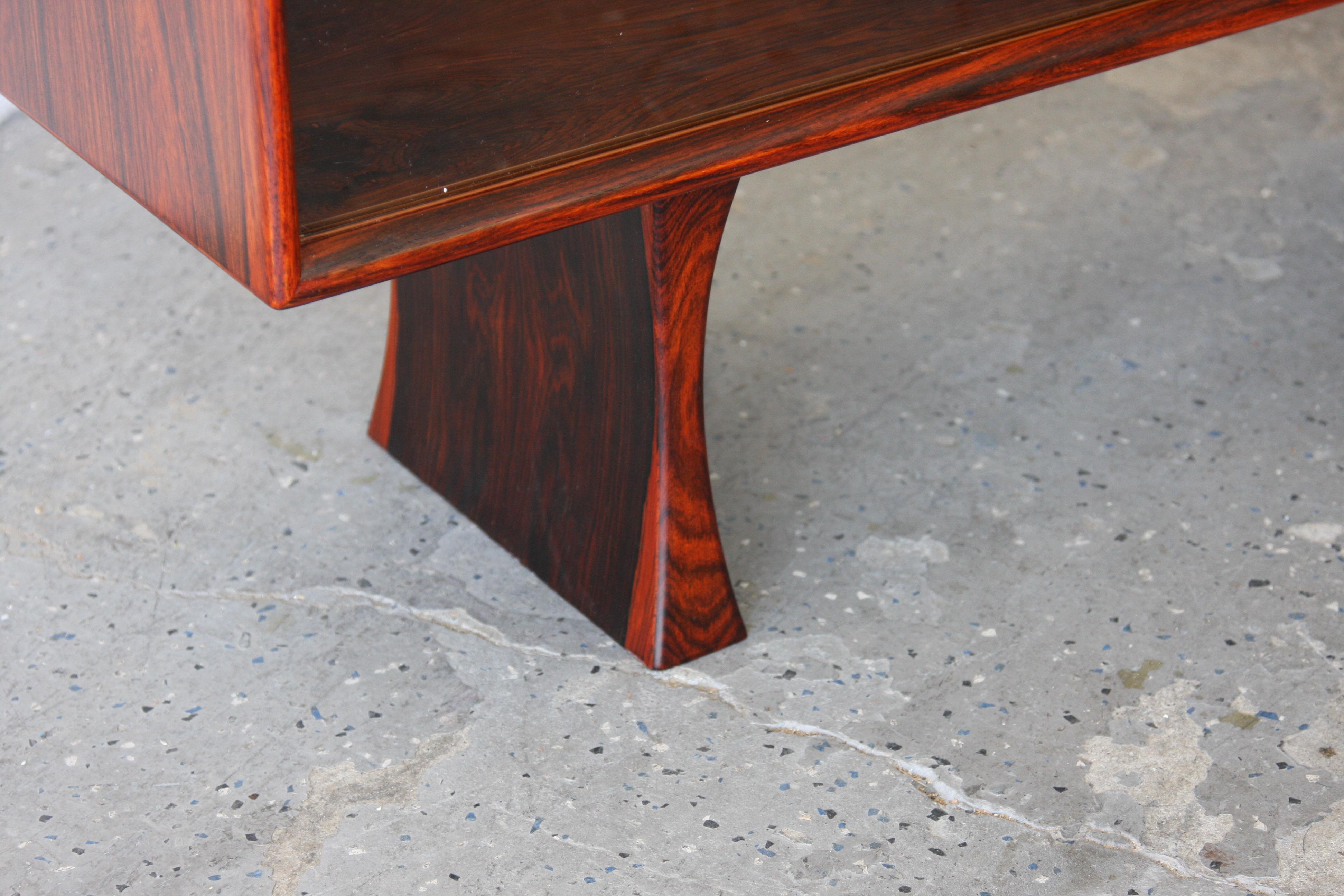 Mid-Century Danish Modern Rosewood Low Media Bookshelf By Bernhard Pedersen 4