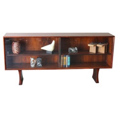 Mid-Century Danish Modern Rosewood Low Media Bookshelf By Bernhard Pedersen