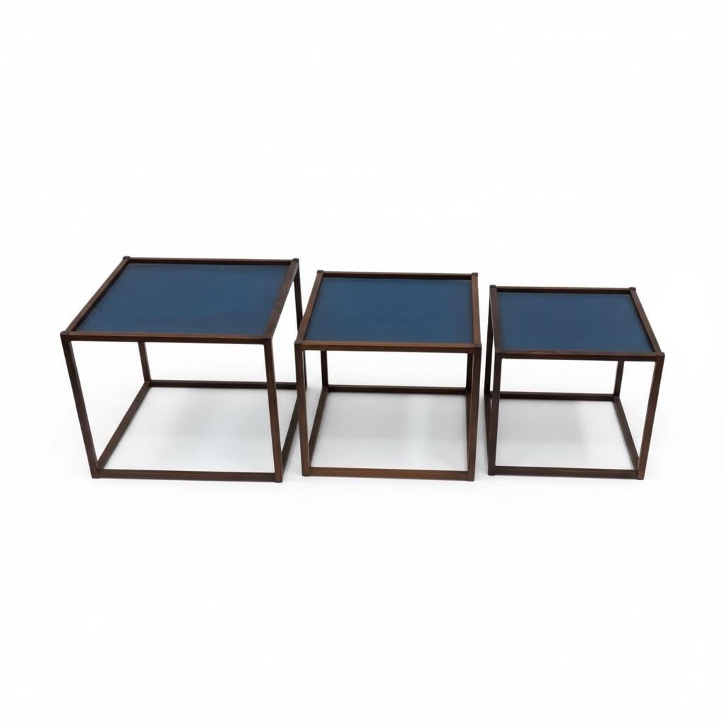 20th Century Mid-Century Danish Modern Rosewood Nesting Tables By Bodil Kjaer Pedersen & Son For Sale