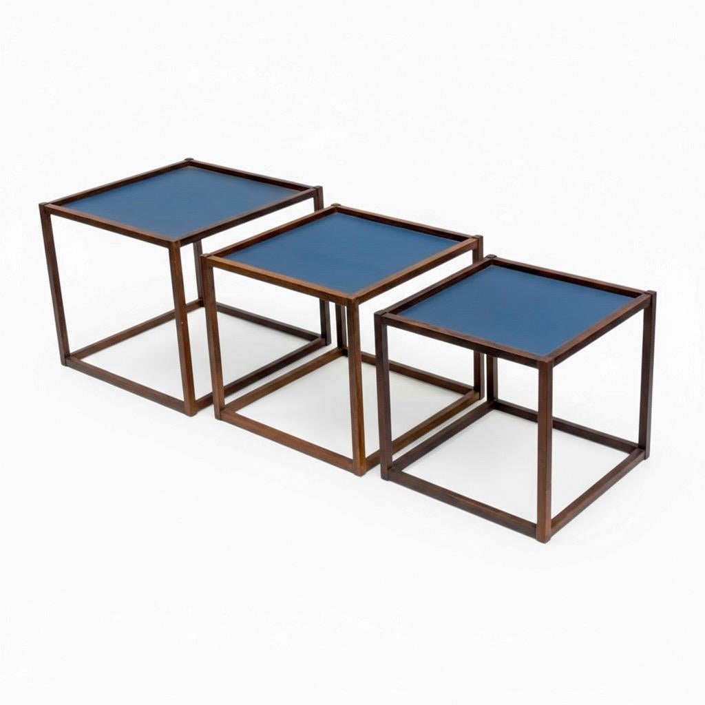 Mid-Century Danish Modern Rosewood Nesting Tables By Bodil Kjaer Pedersen & Son