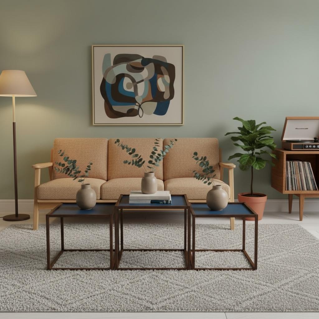 Faux Leather Mid-Century Danish Modern Rosewood Nesting Tables By Bodil Kjaer Pedersen & Son For Sale